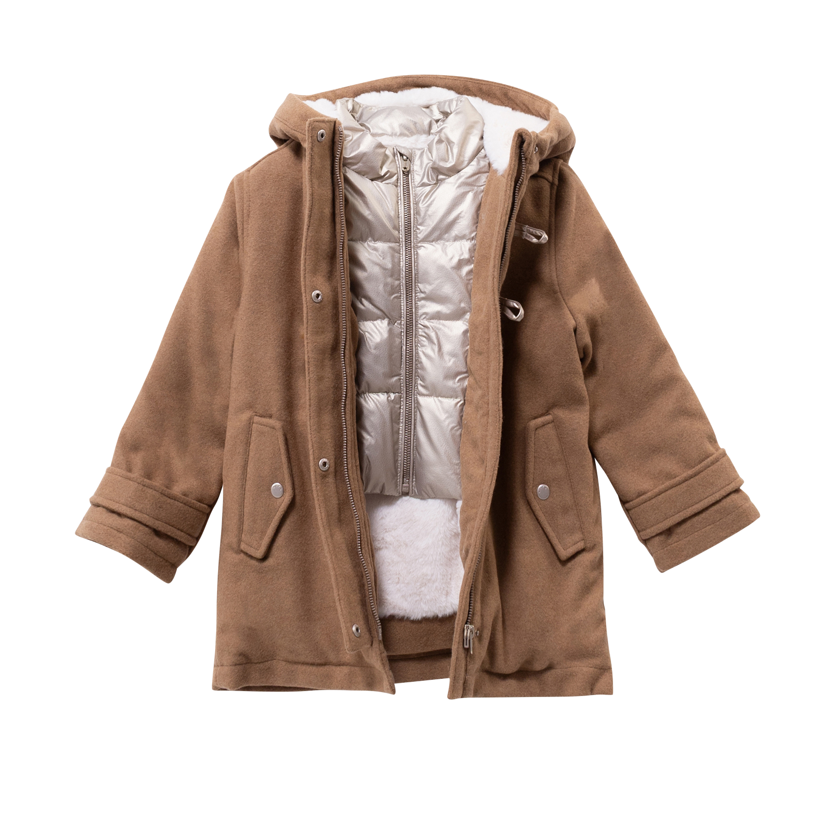 Manteau à capuche en lainage IKKS JUNIOR Marron