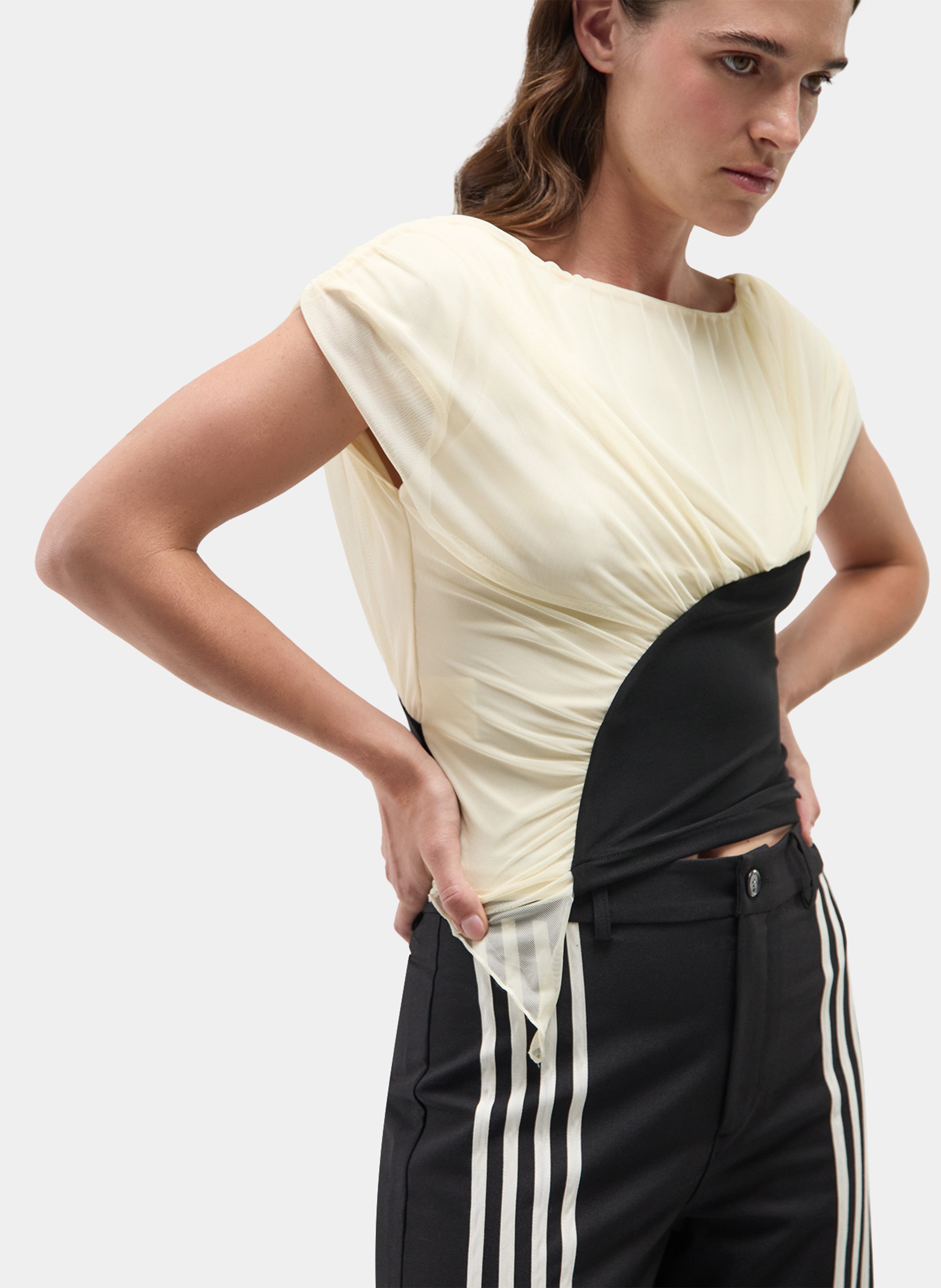 Two-tone open-back top LAAGAM Beige