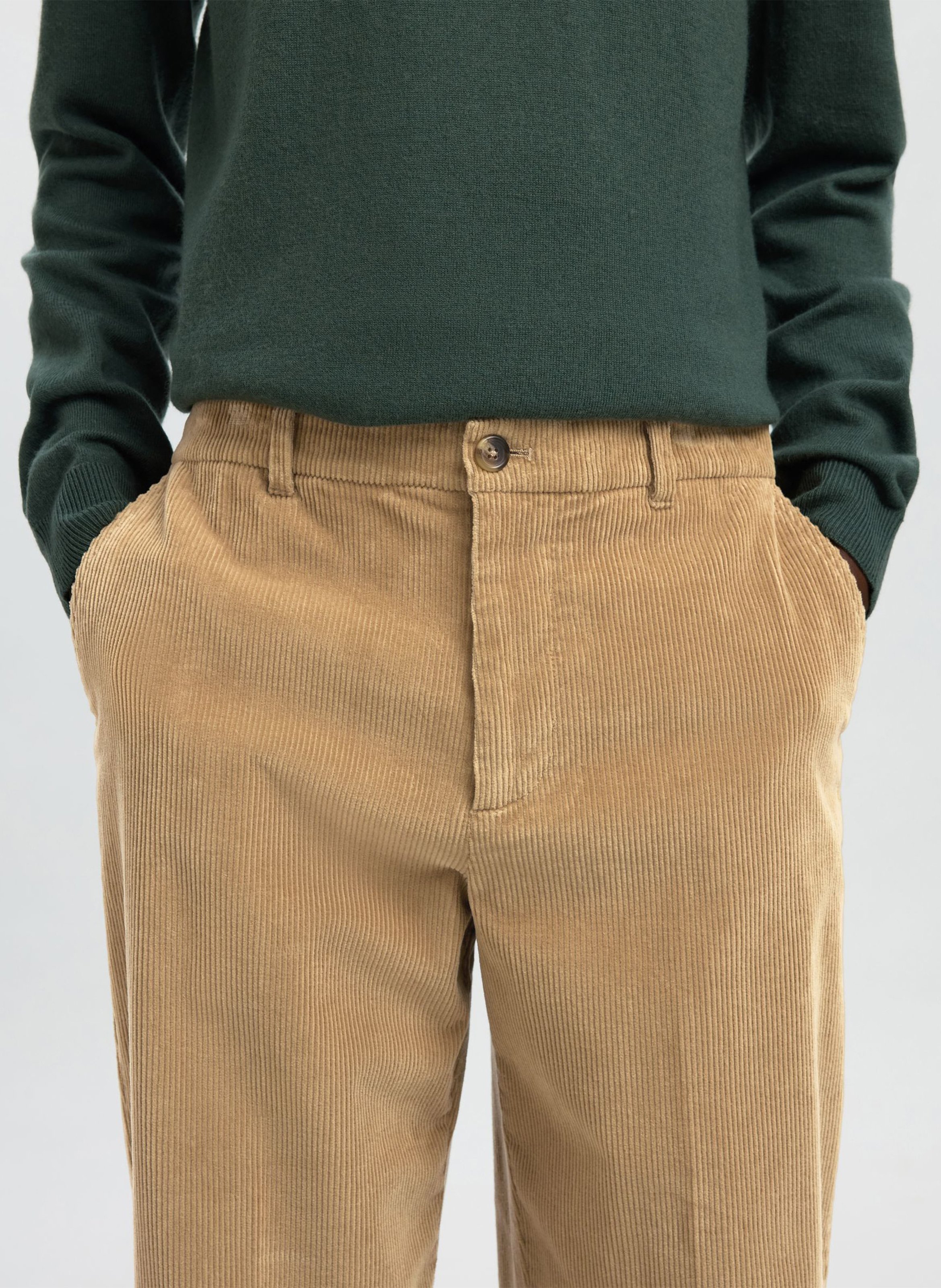 Pantalon droit en coton bio mélangé SELECTED Marron