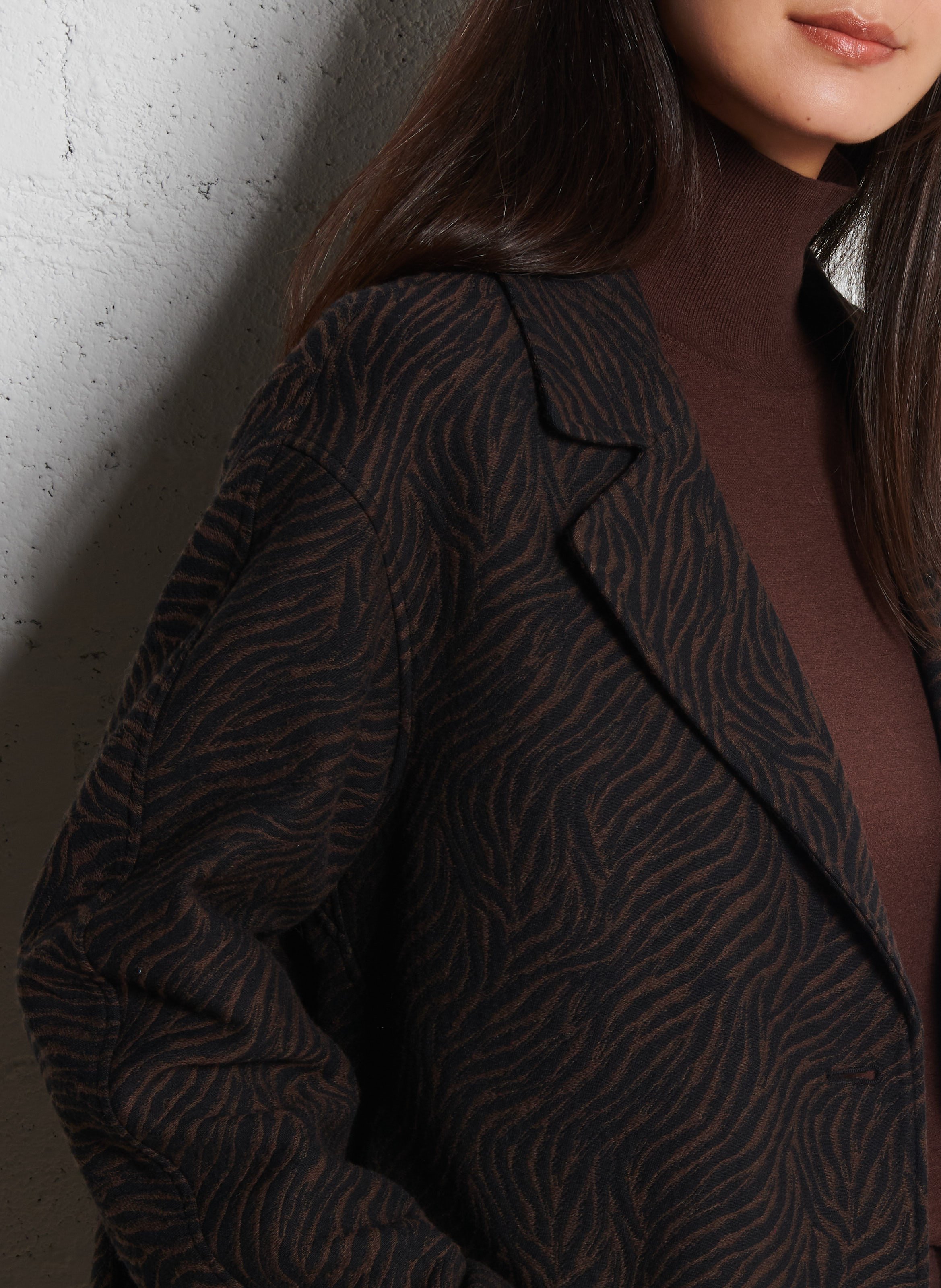 Cotton-blend coat with tailored collar IKKS Brown