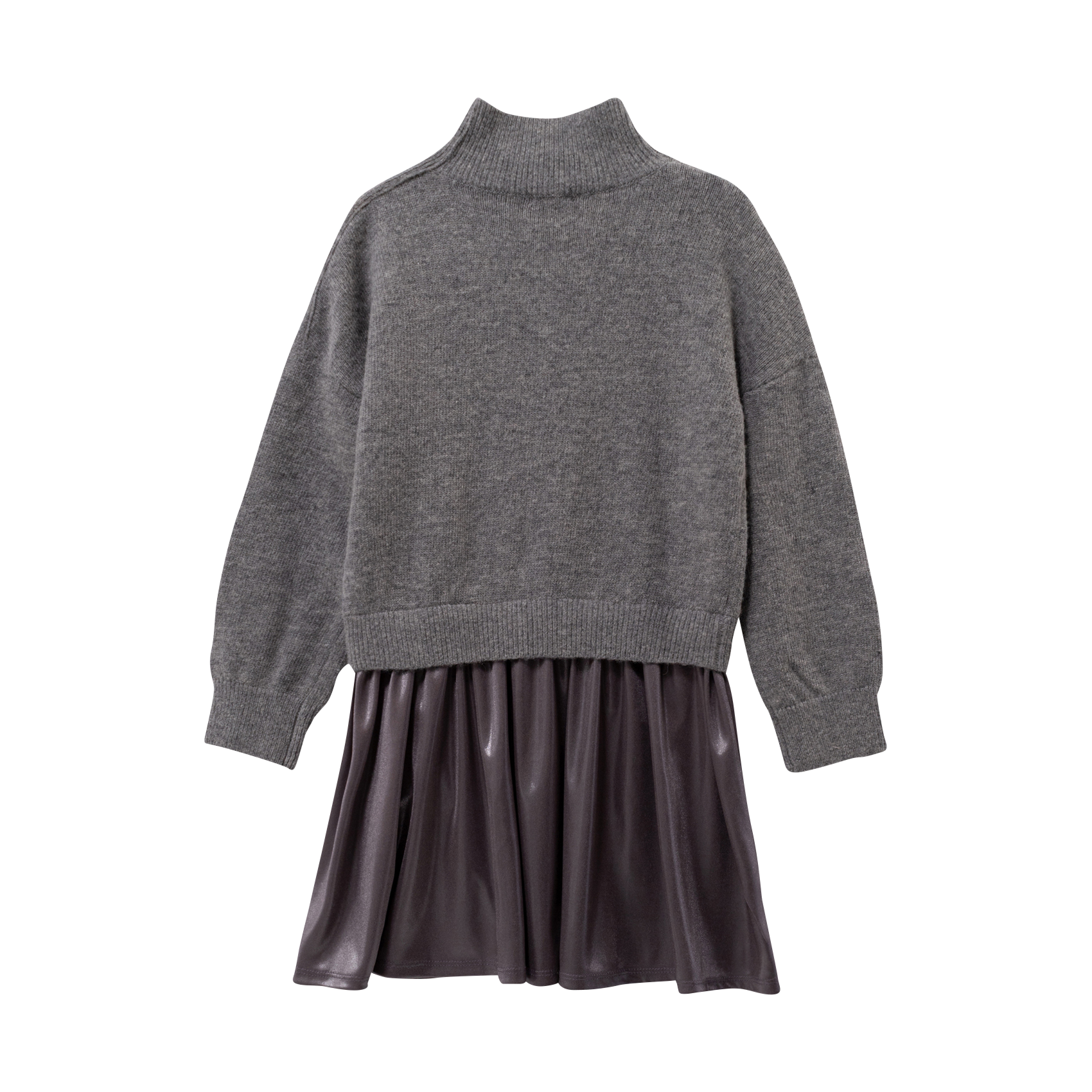 Robe courte col montant en laine mélangée IKKS JUNIOR Gris