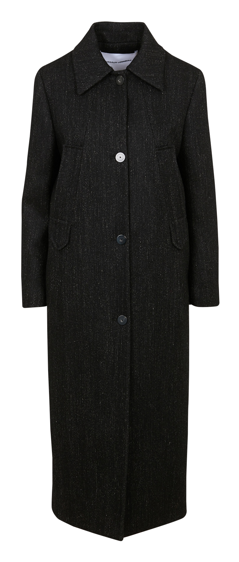 Manteau long col classique en laine mélangée MARGAUX LONNBERG Noir