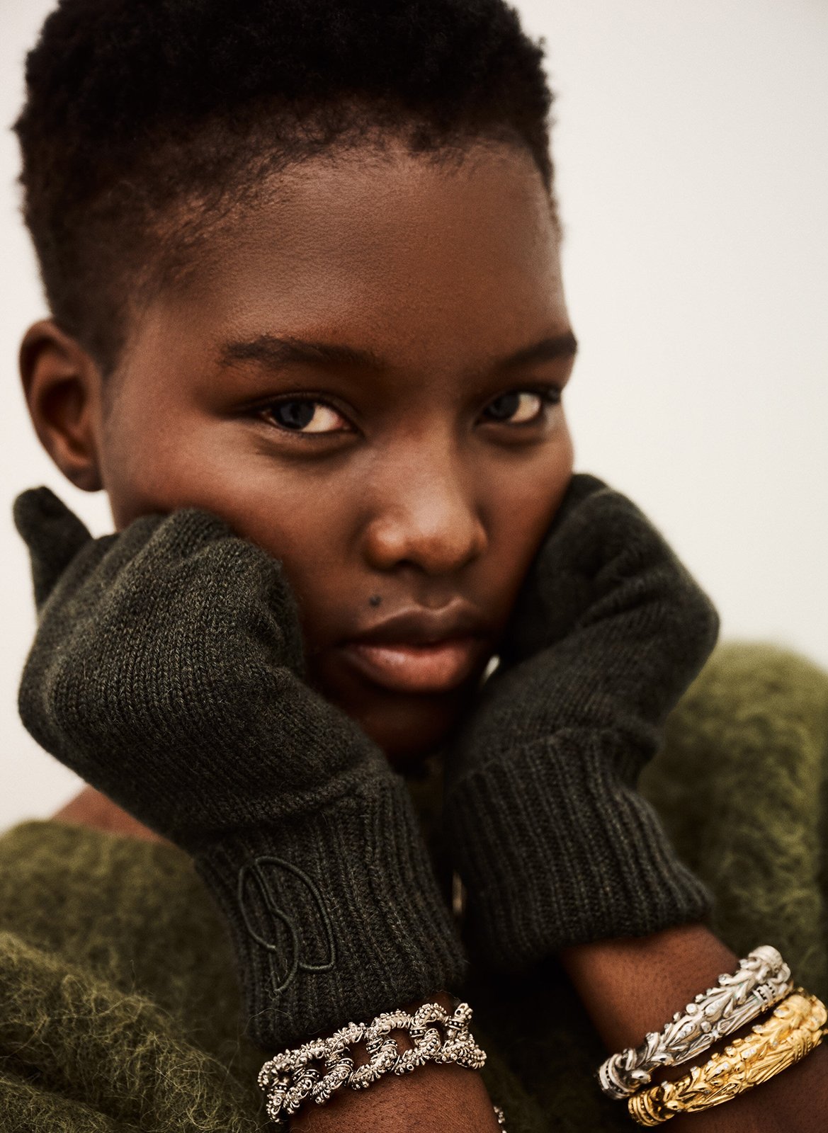 Gants en cachemire BA&SH Kaki