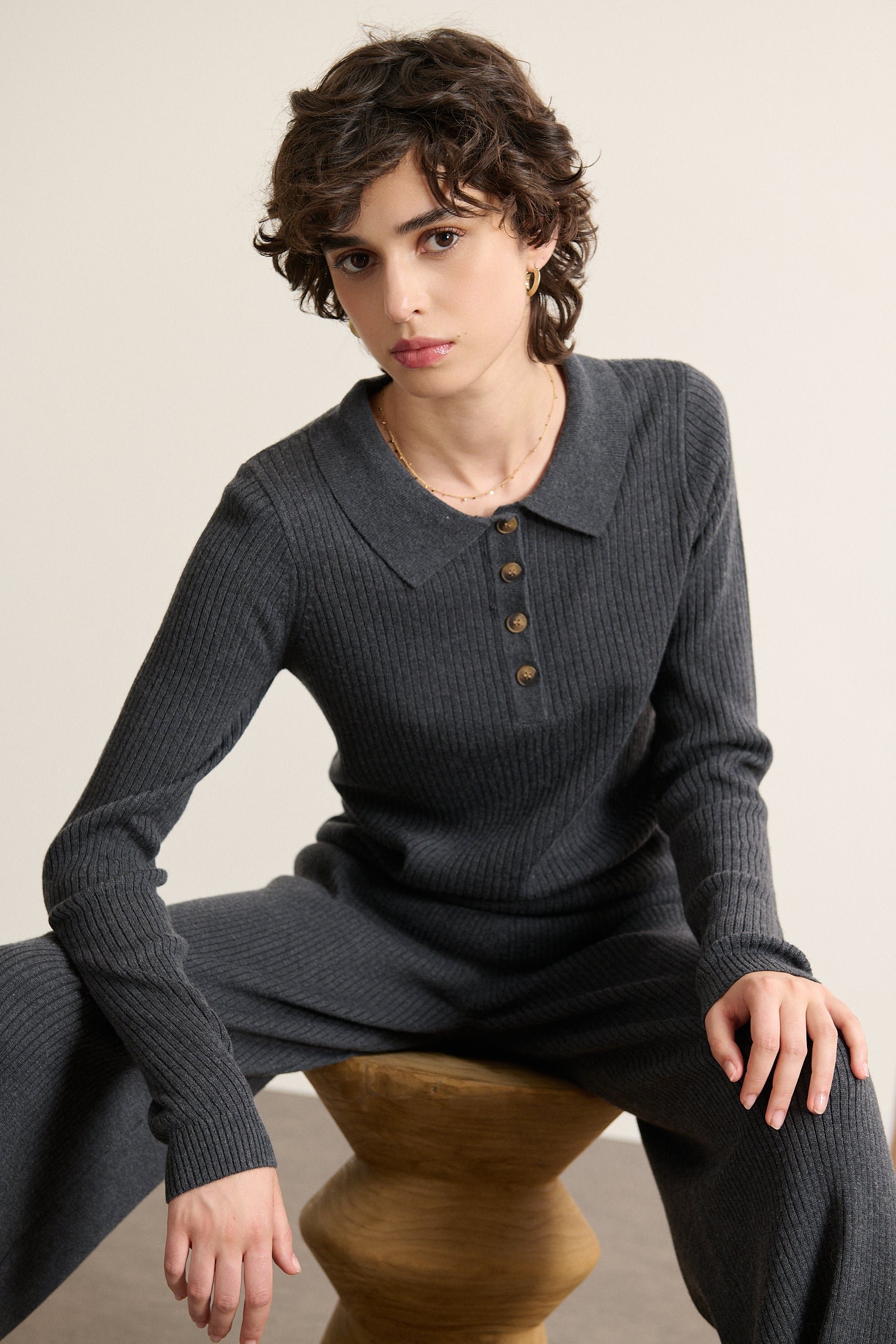 Long-sleeve polo neck sweater GARANCE PARIS Grey