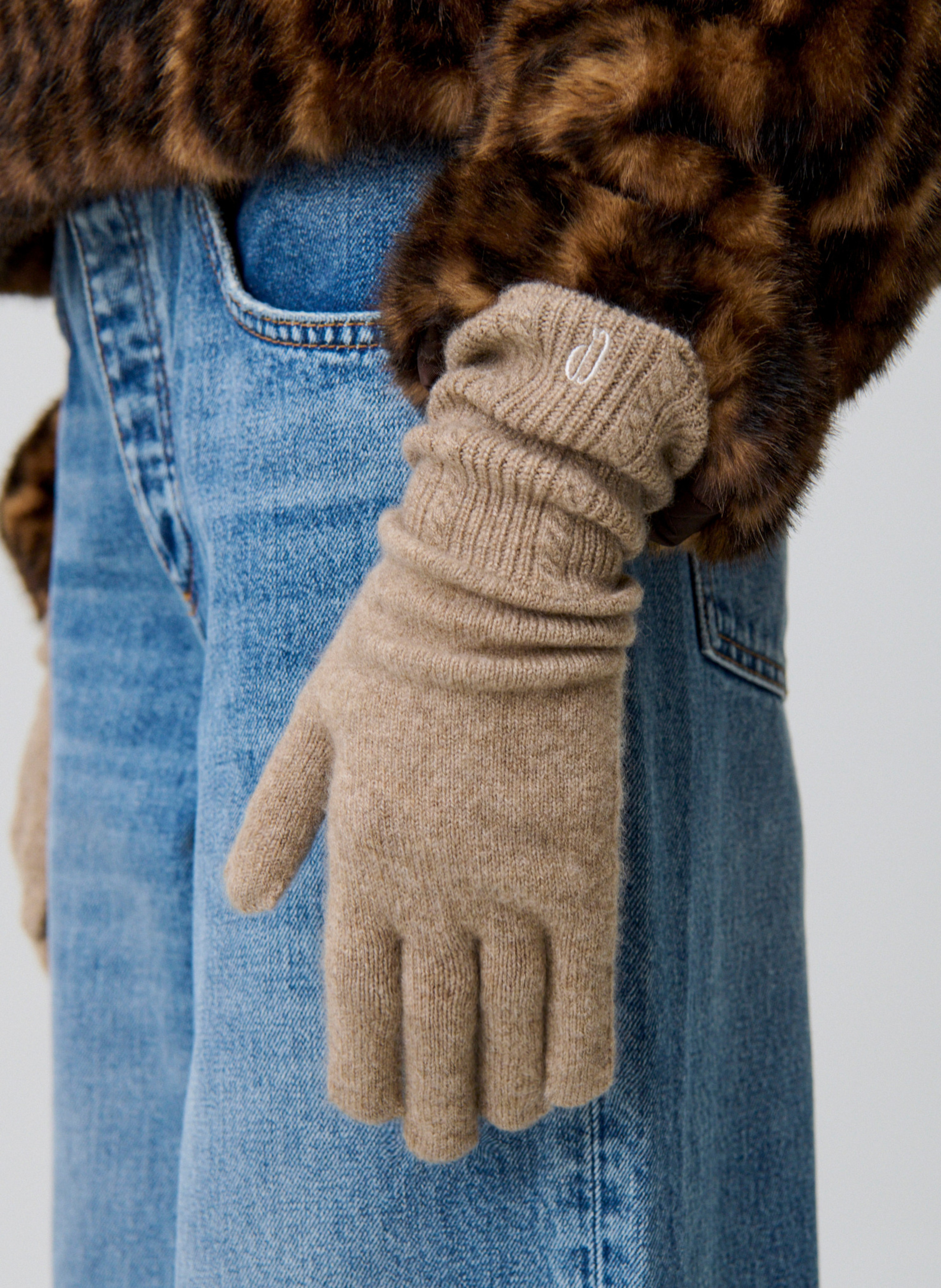 Handschuhe aus Kaschmir-Mix CLAUDIE PIERLOT Beige