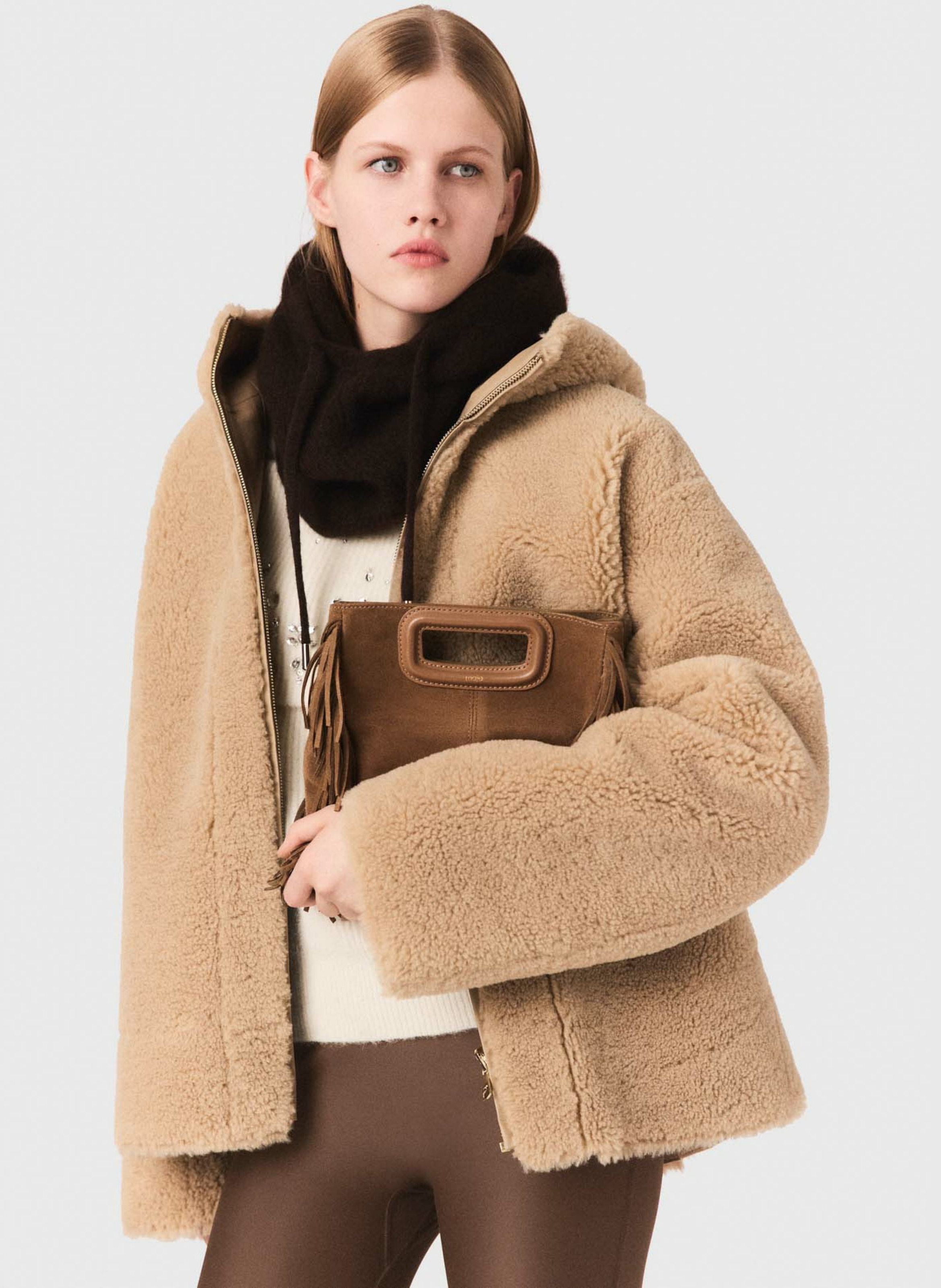 Manteau ample réversible à capuche MAJE Marron