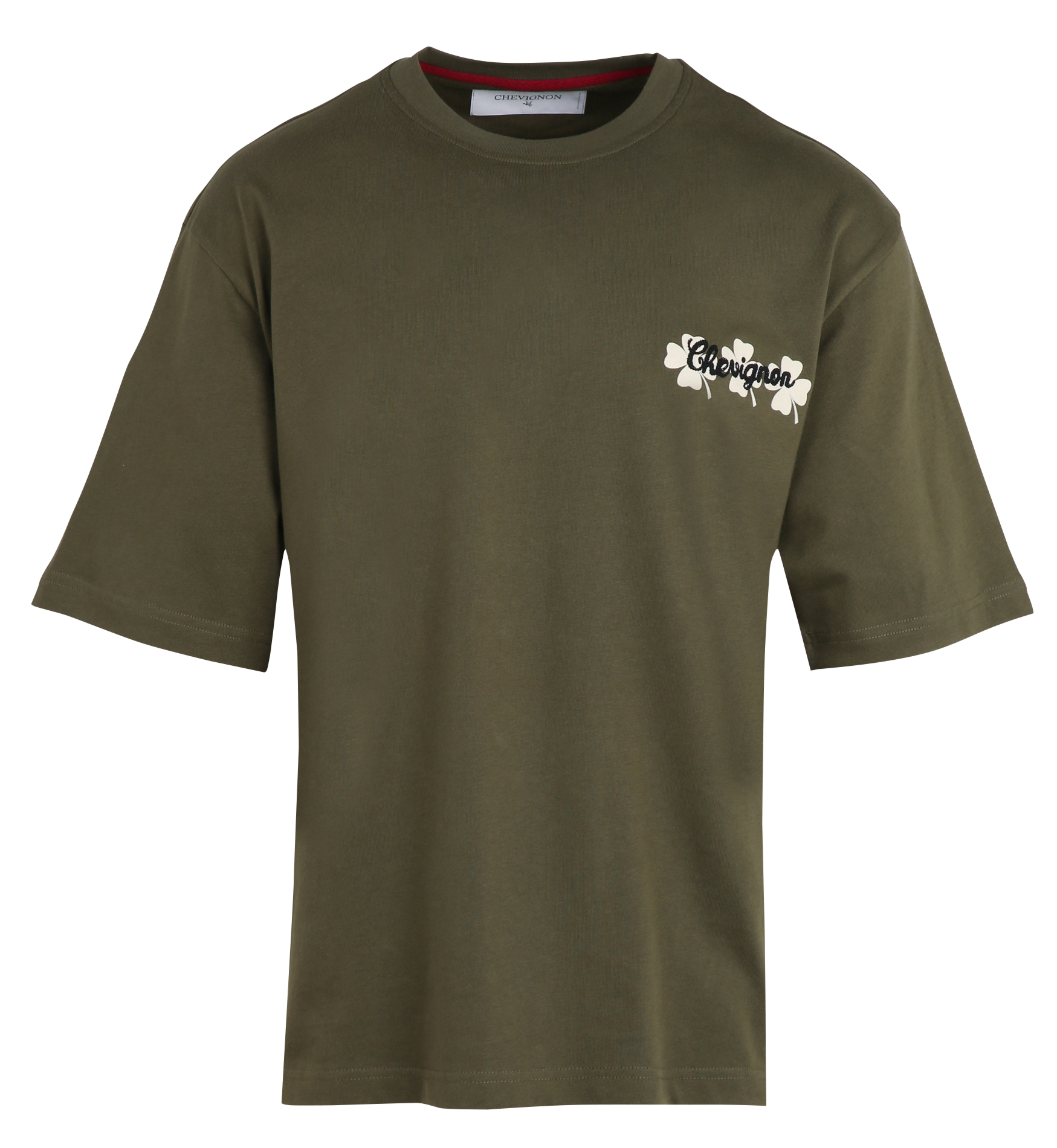 Oversized round neck T-shirt in organic cotton with screen printing CHEVIGNON Khaki