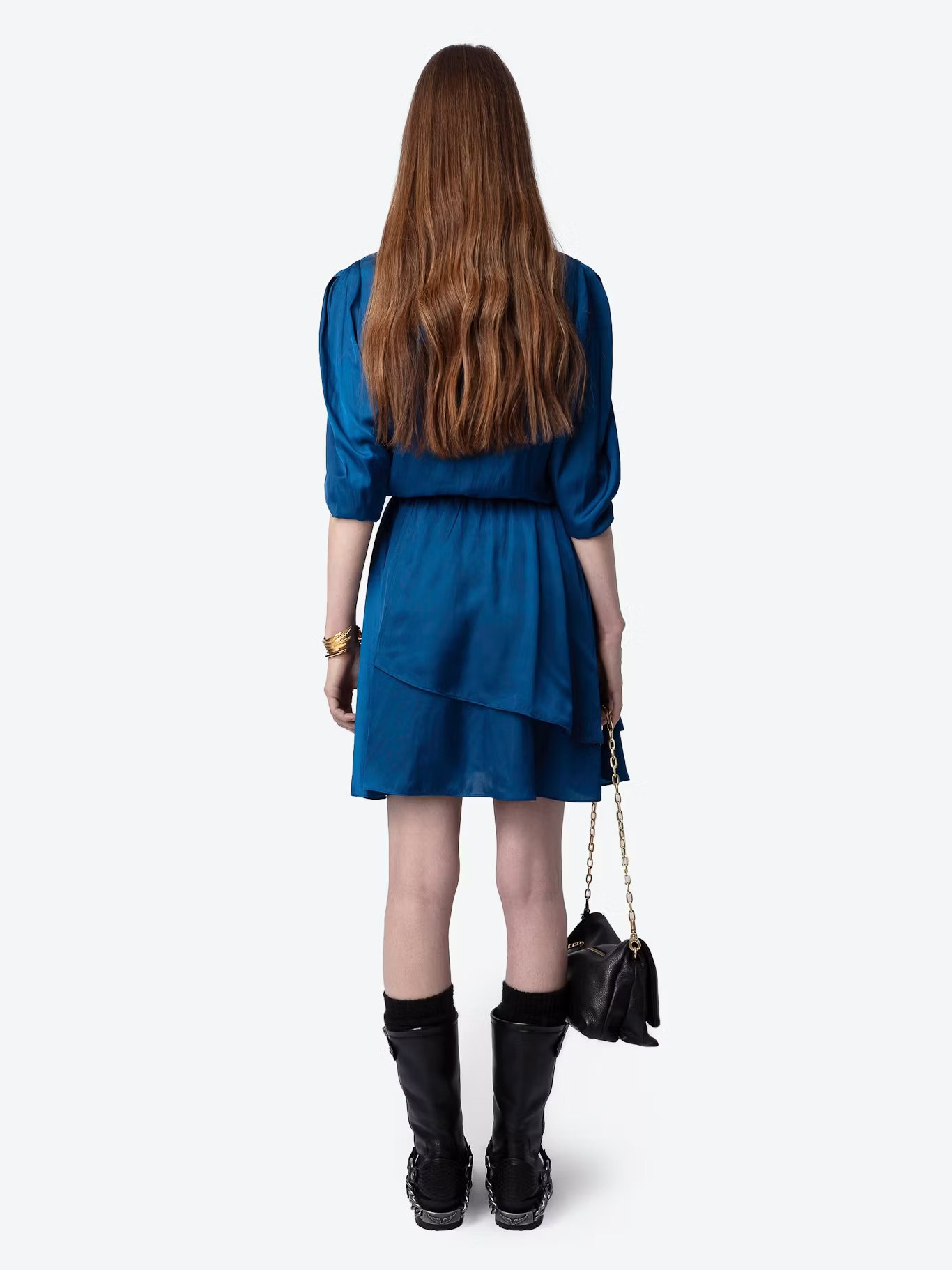 Robe courte droite col V en fibres recyclées mélangées ZADIG&VOLTAIRE Bleu