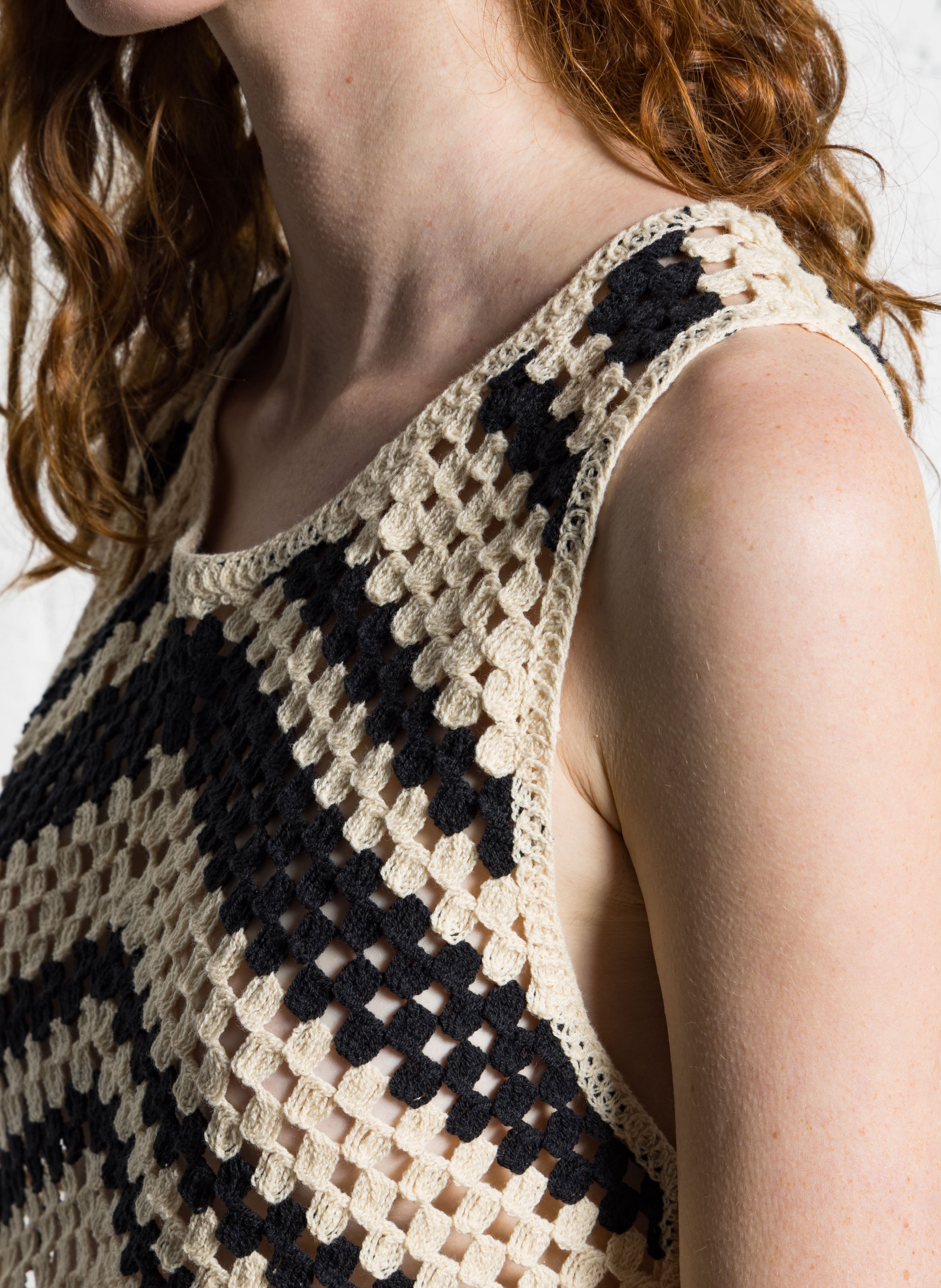 Top sans manches en crochet SUNCOO Blanc