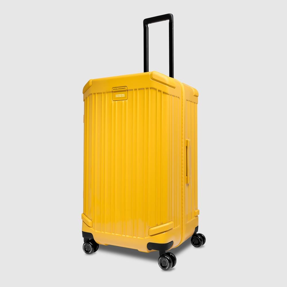 Trunk model 4-wheel trolley suitcase with TSA lock, small size PIQUADRO Yellow