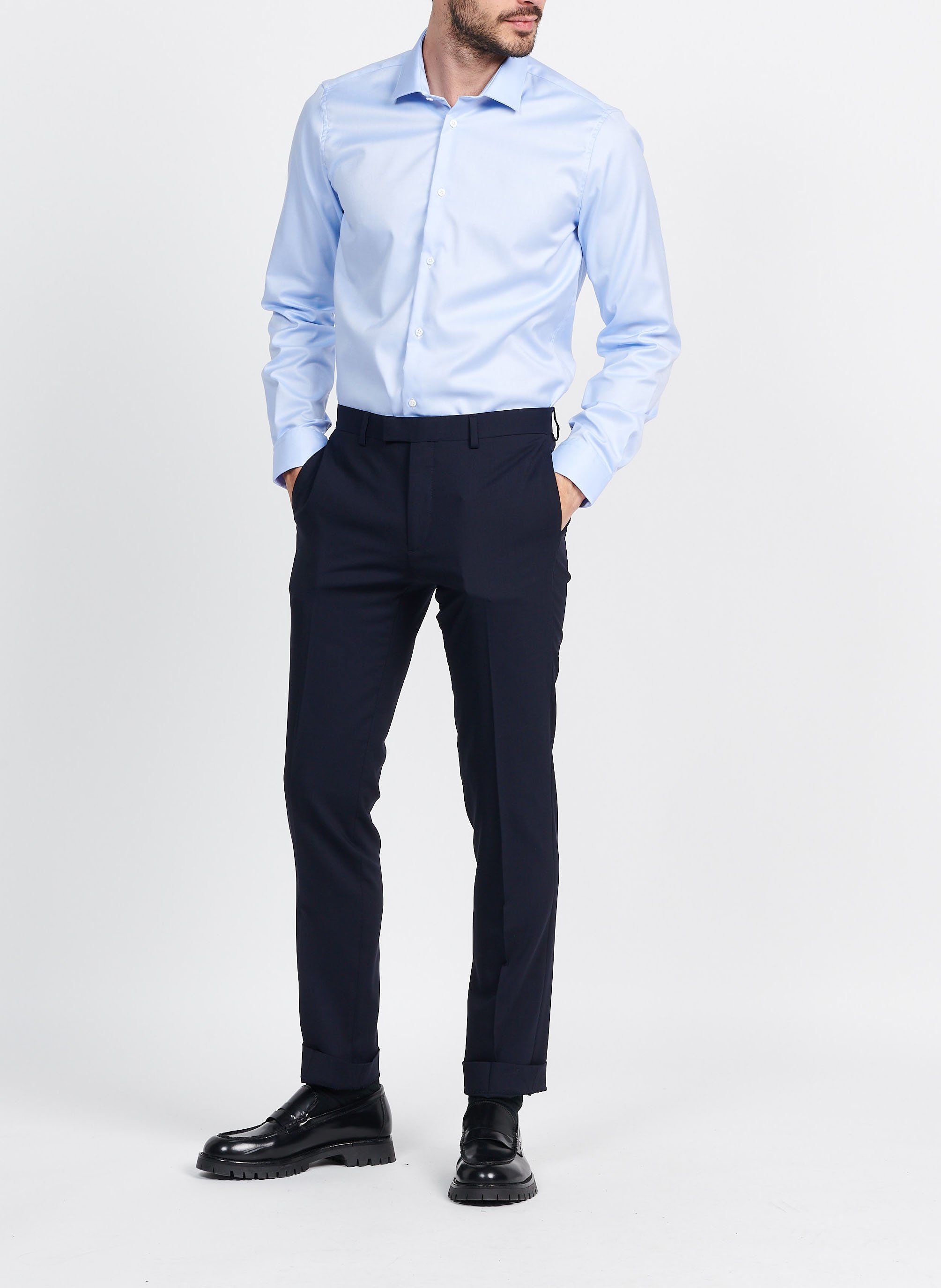 Slim-fit cotton shirt with classic collar ATELIER PRIVE Blue