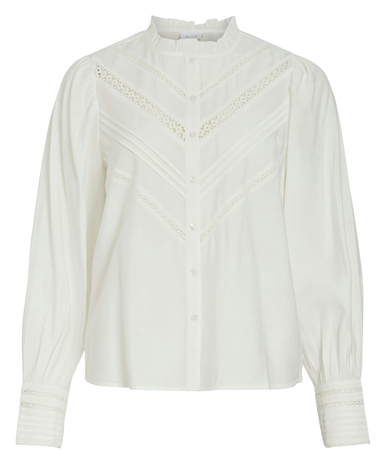 Chemise droite col victorien VILA Blanc