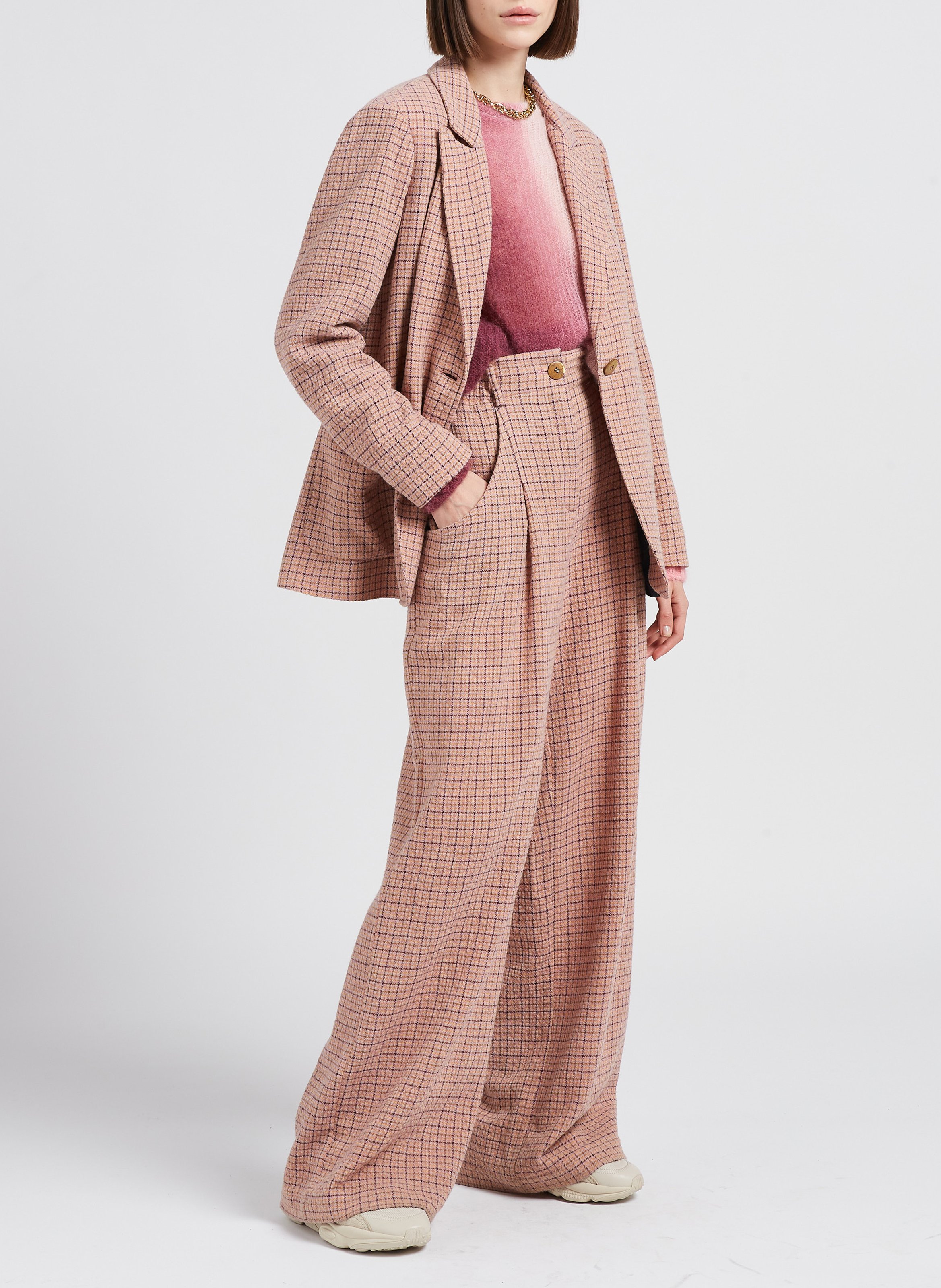Wide-leg wool-blend pants MOMONI Pink
