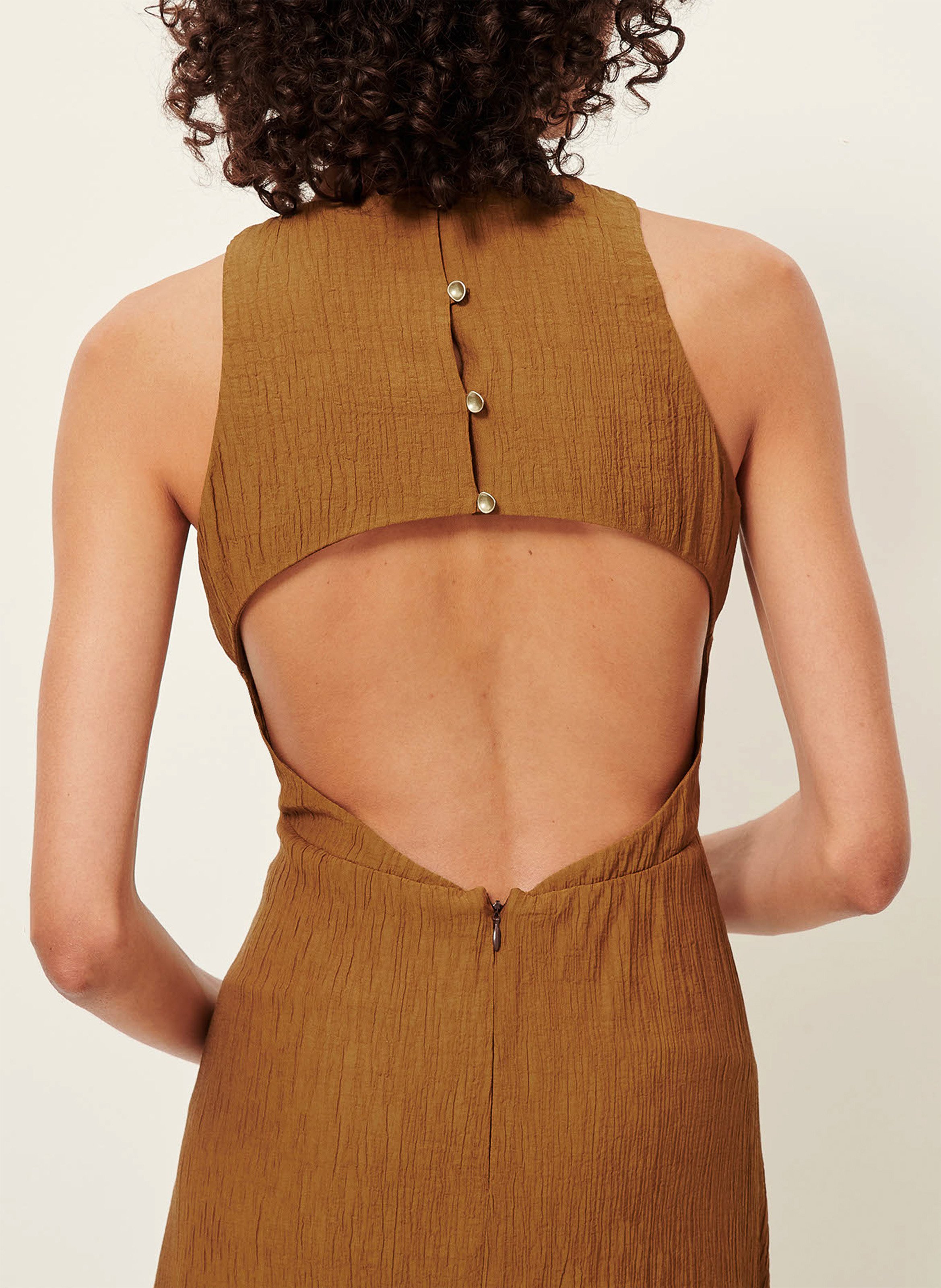 Midikleid mit Rundhalsausschnitt SESSUN Braun