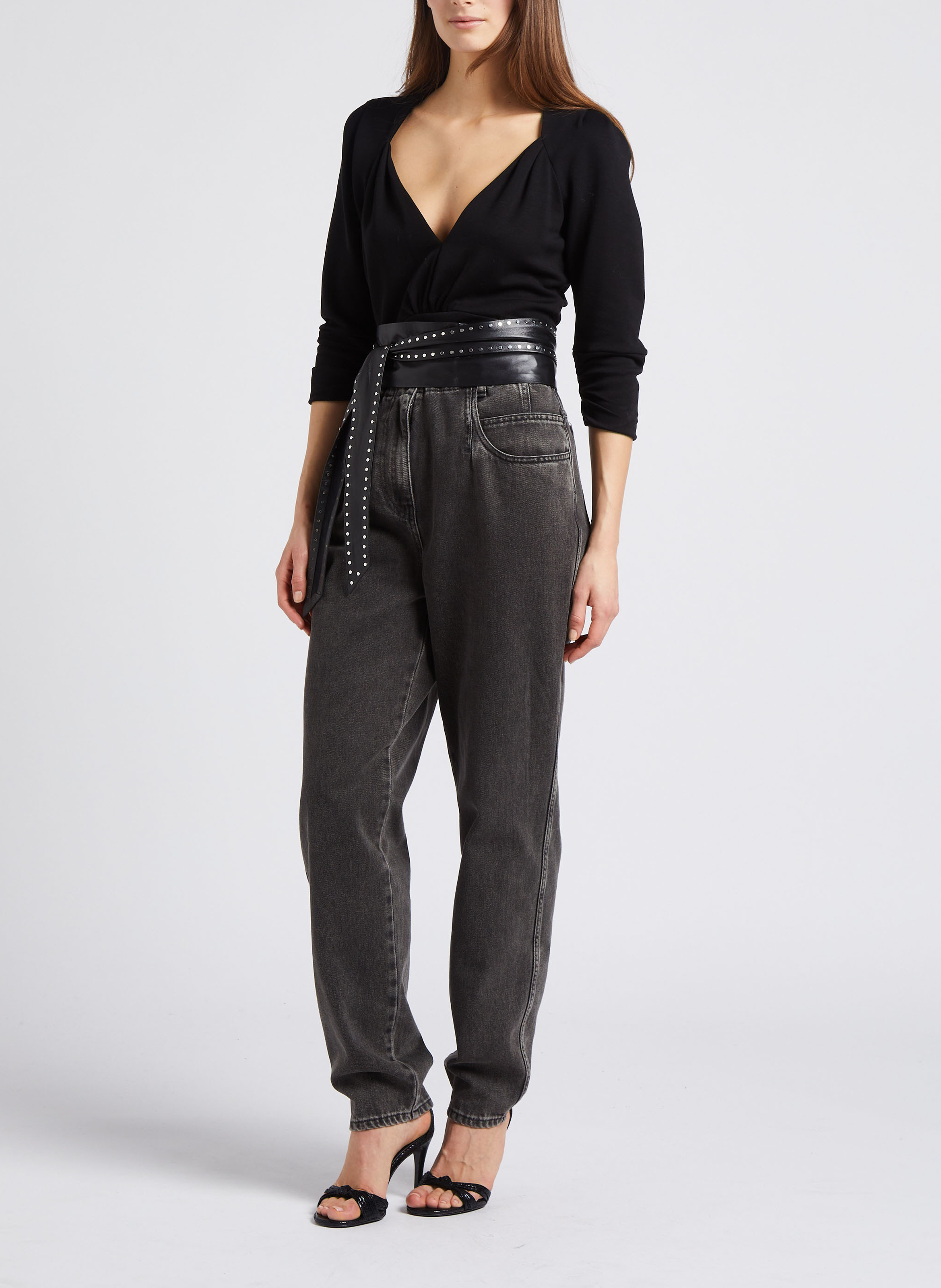 Fitted V-neck top IRO Black