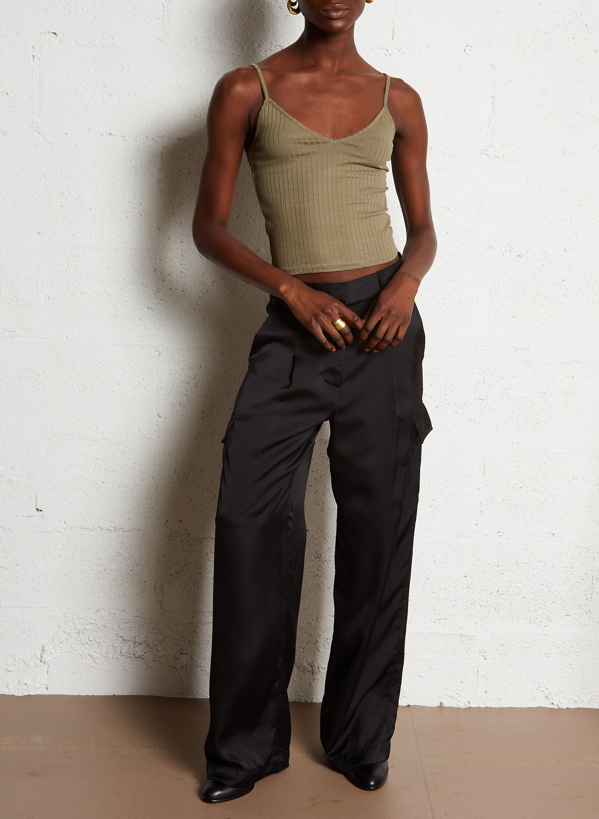 Pantalon large taille haute BA&SH Noir