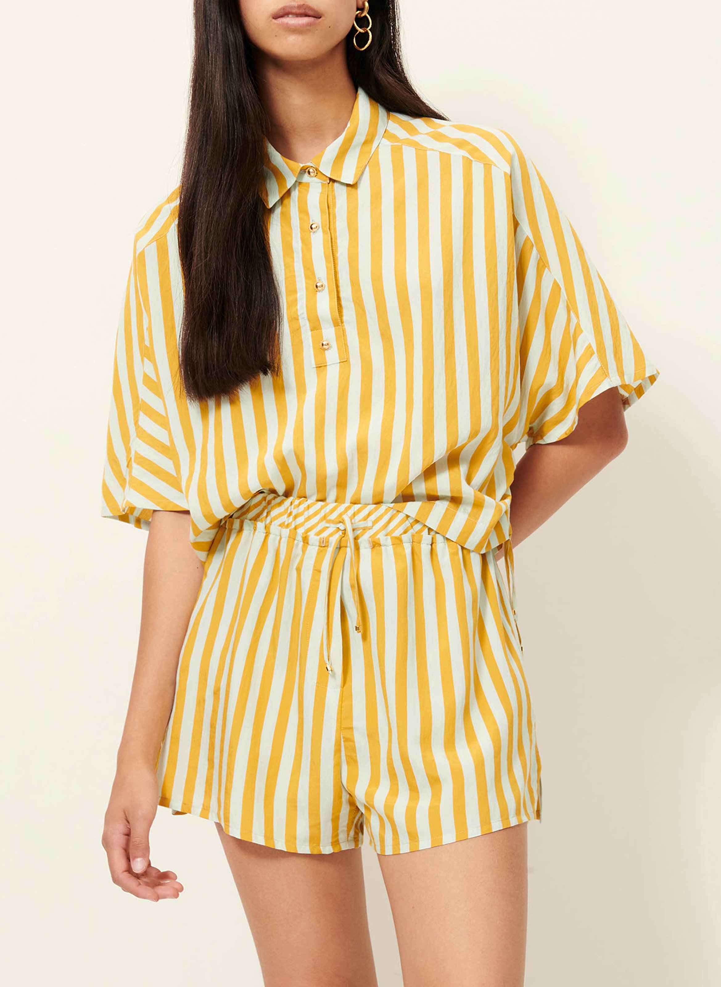 Wijde gestreepte pantalon SESSUN Geel