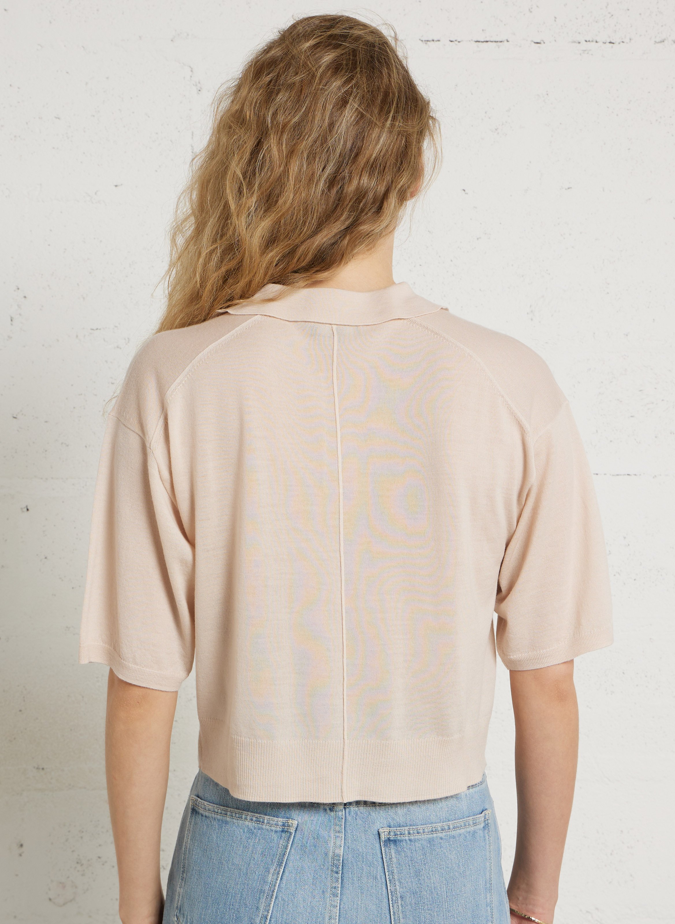 Wool sweater with polo collar SOEUR Pink