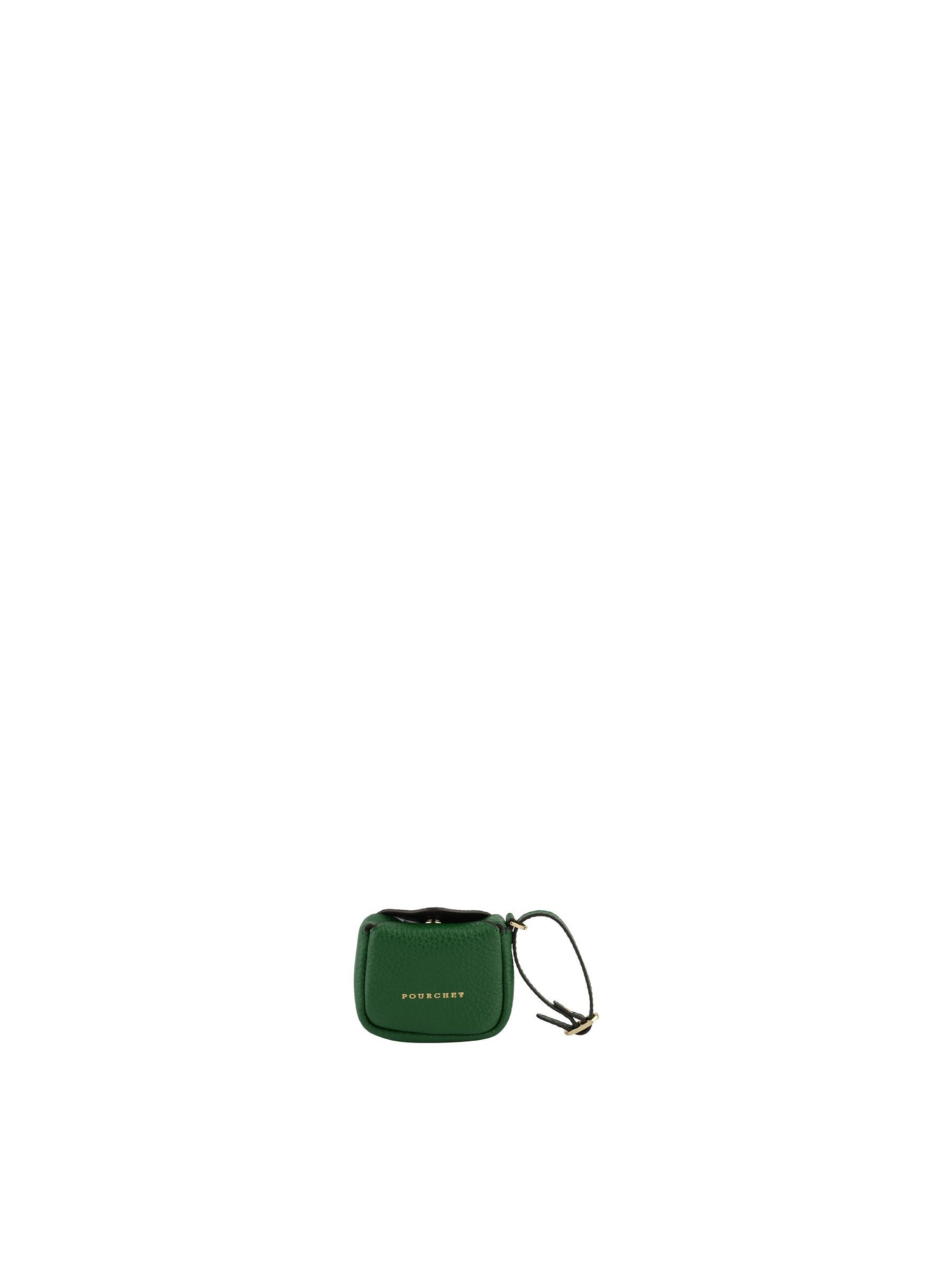 Cowhide leather AirPods case POURCHET Green