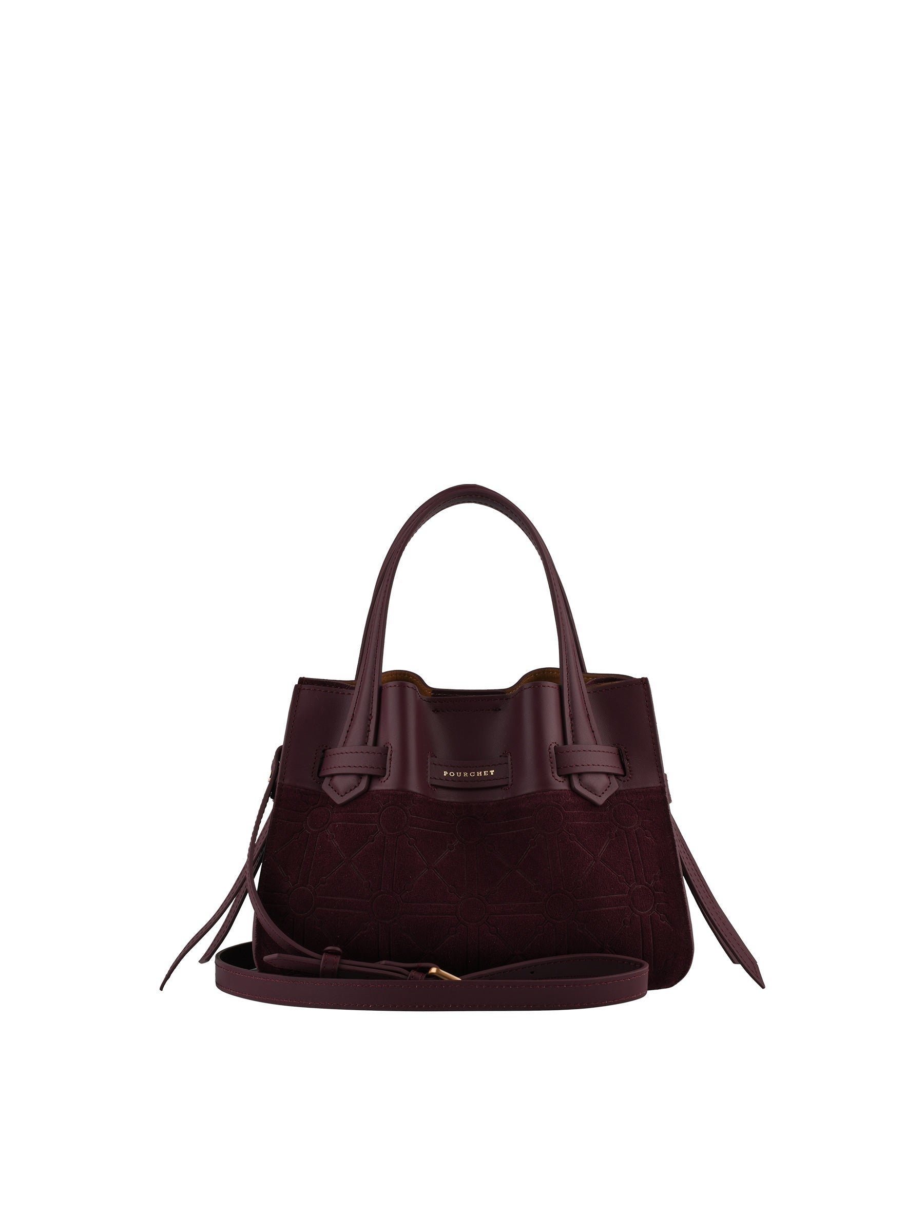 Suede and leather handbag POURCHET Red