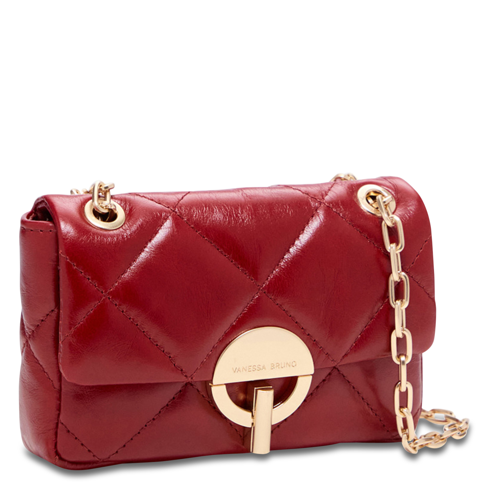 Gewatteerde, leren schoudertas Rood