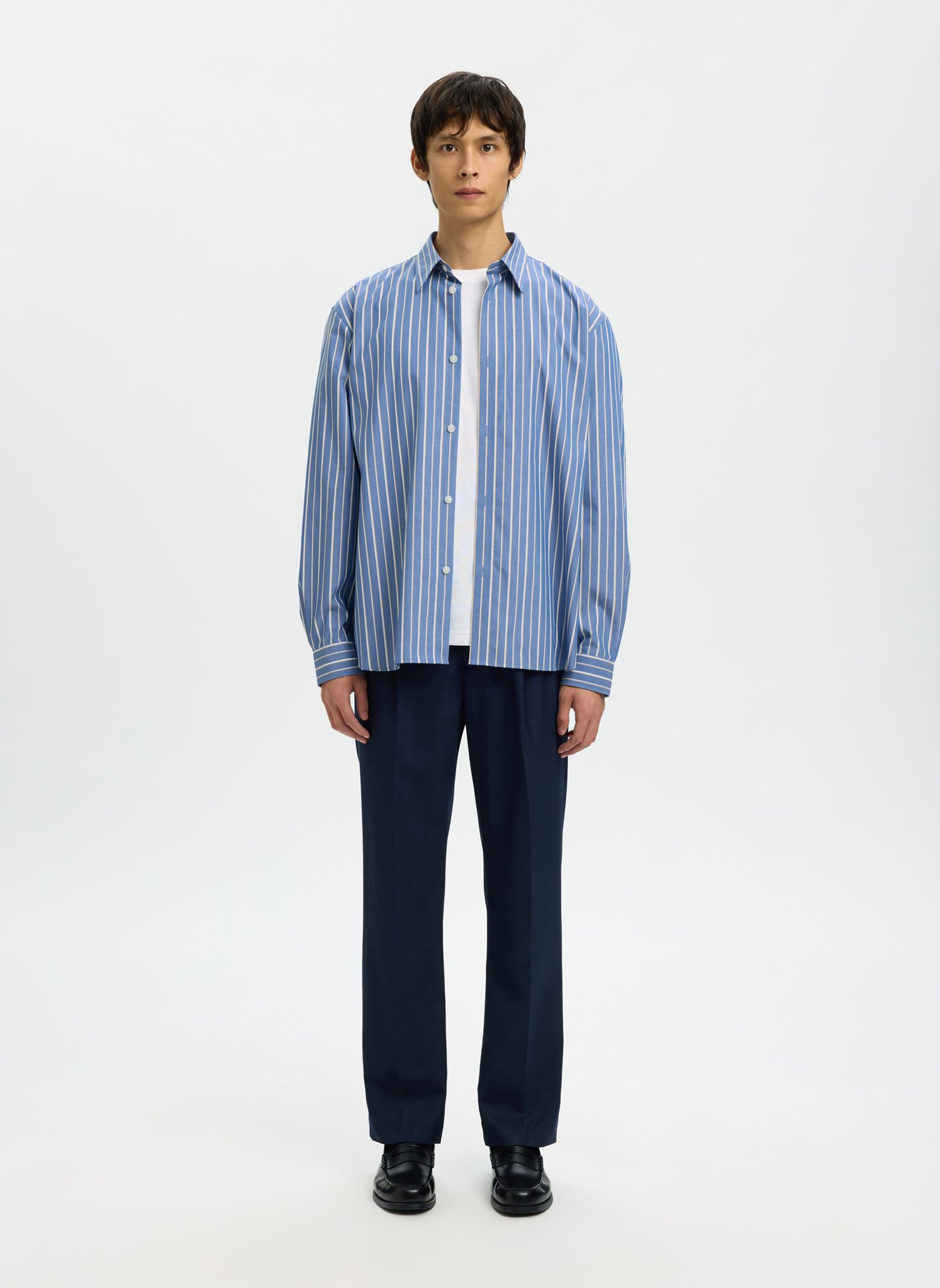 Cotton shirt with classic collar SELECTED Blue
