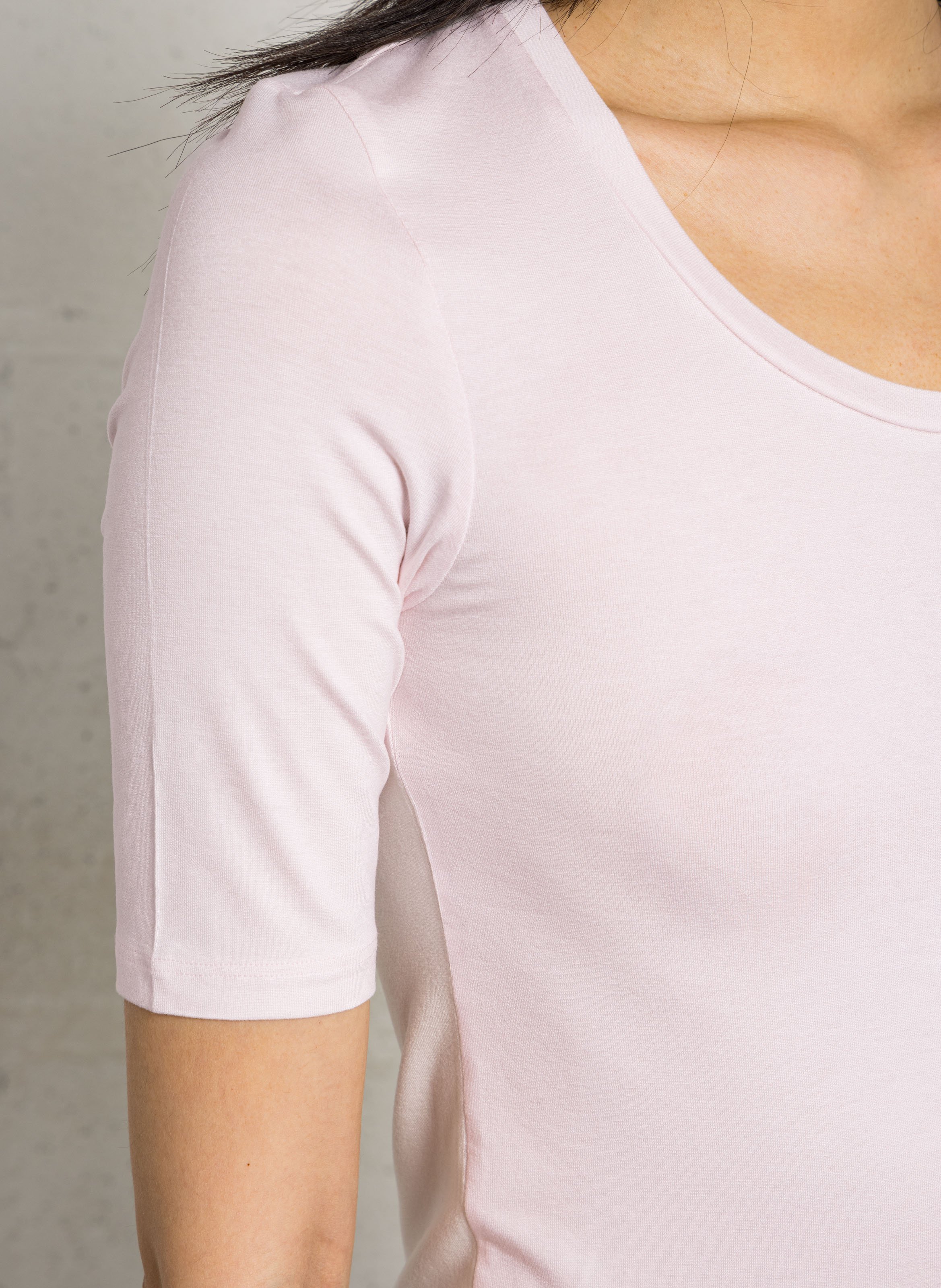 Tee-shirt col droit rond MAJESTIC FILATURES Rose