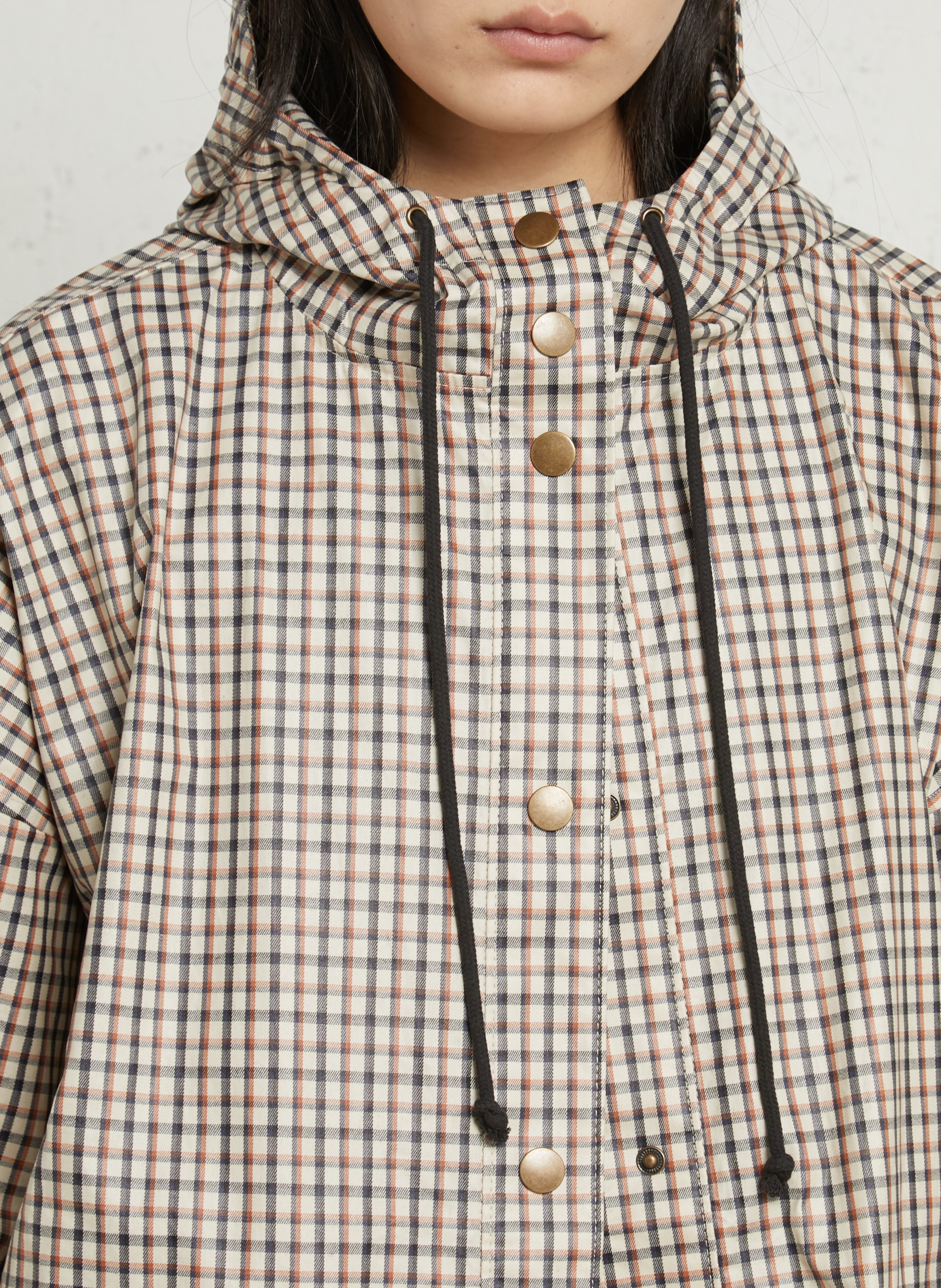 Oversized high-neck printed cotton coat LEON & HARPER Beige