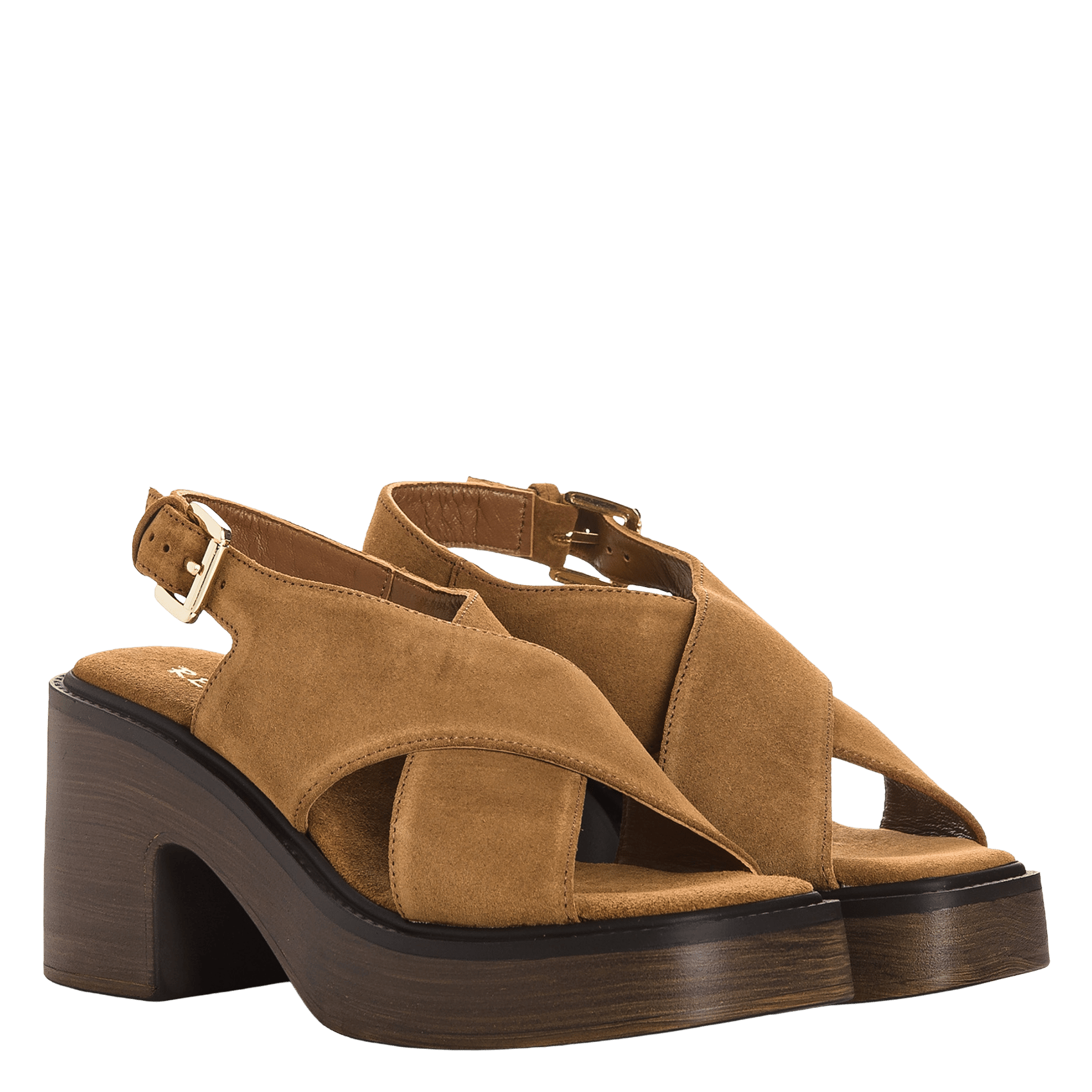 Heeled suede sandals REQINS Brown
