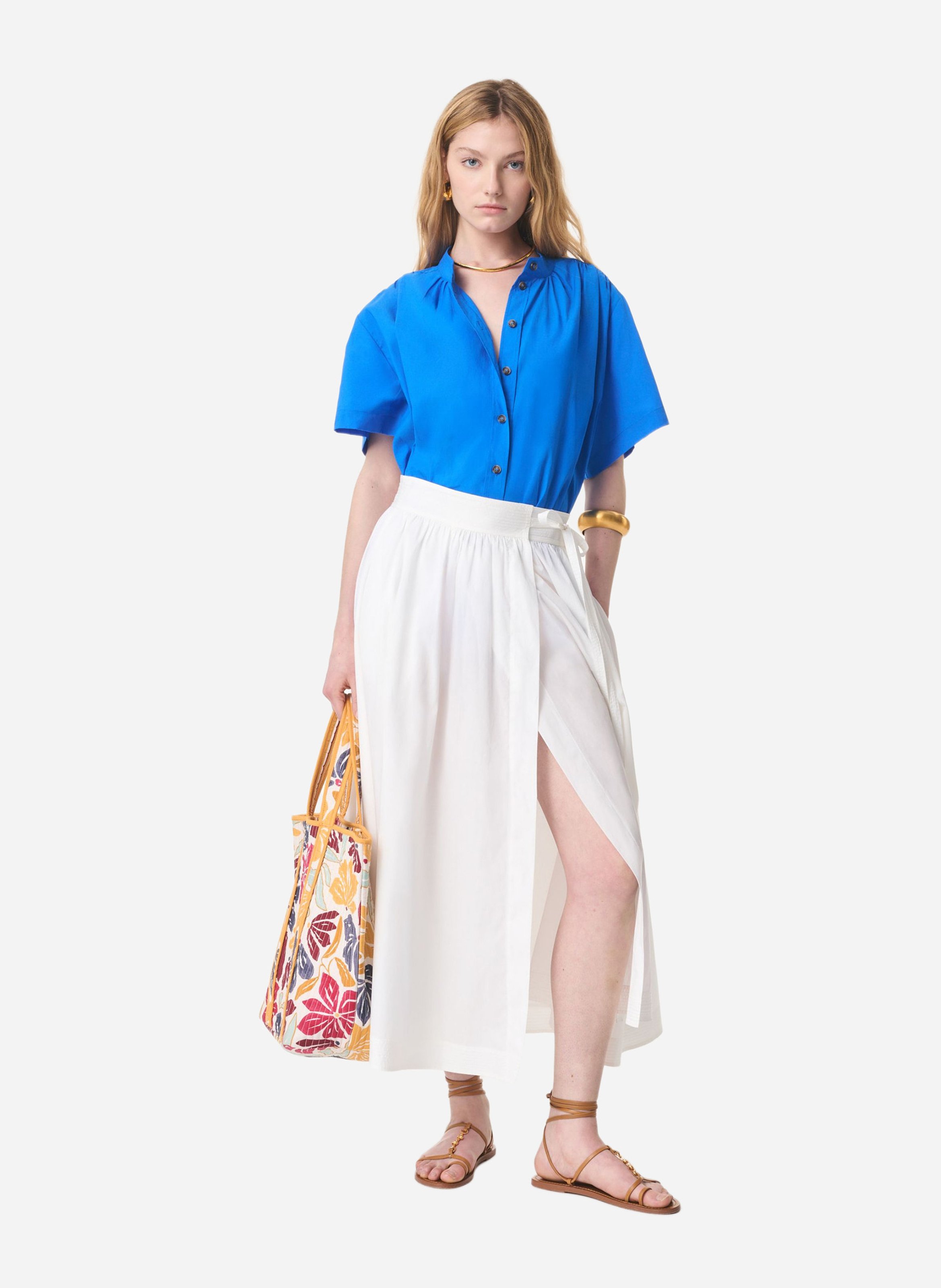 Jupe longue taille haute unie VANESSA BRUNO Blanc