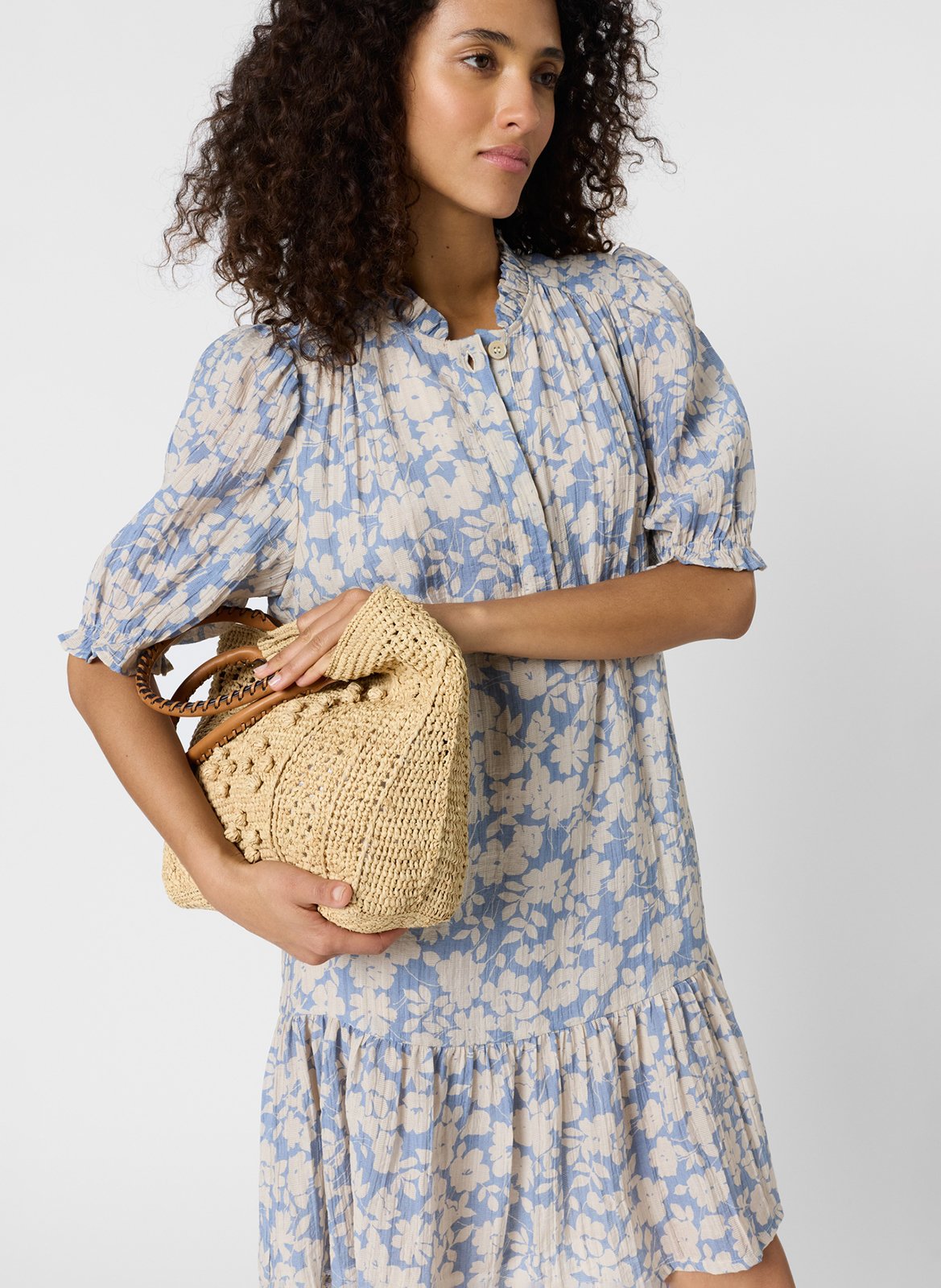 Kurzes bedrucktes Kleid mit Stehkragen GERARD DAREL Blau