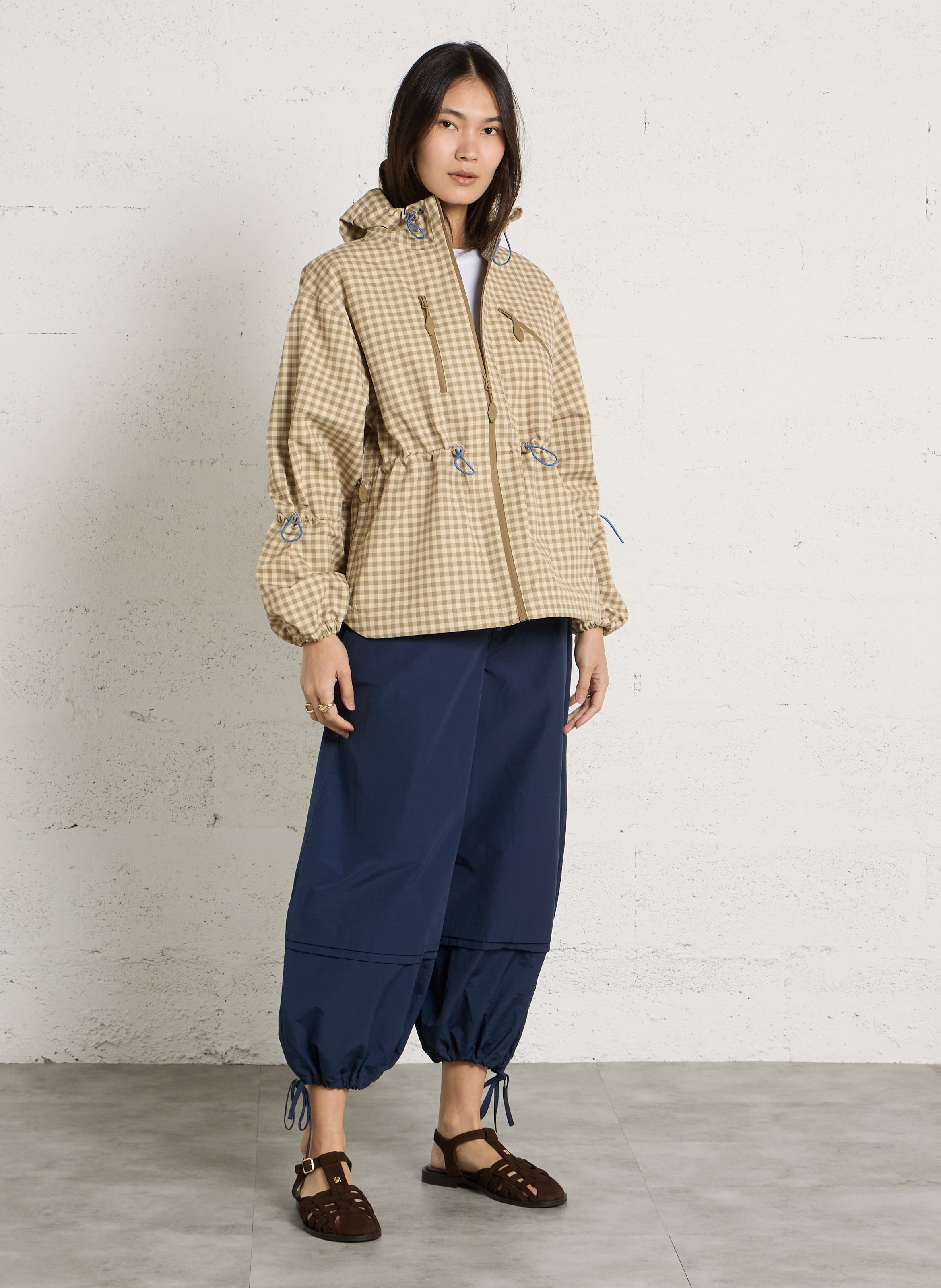 Oversized gingham print parka DAMSON MADDER Brown