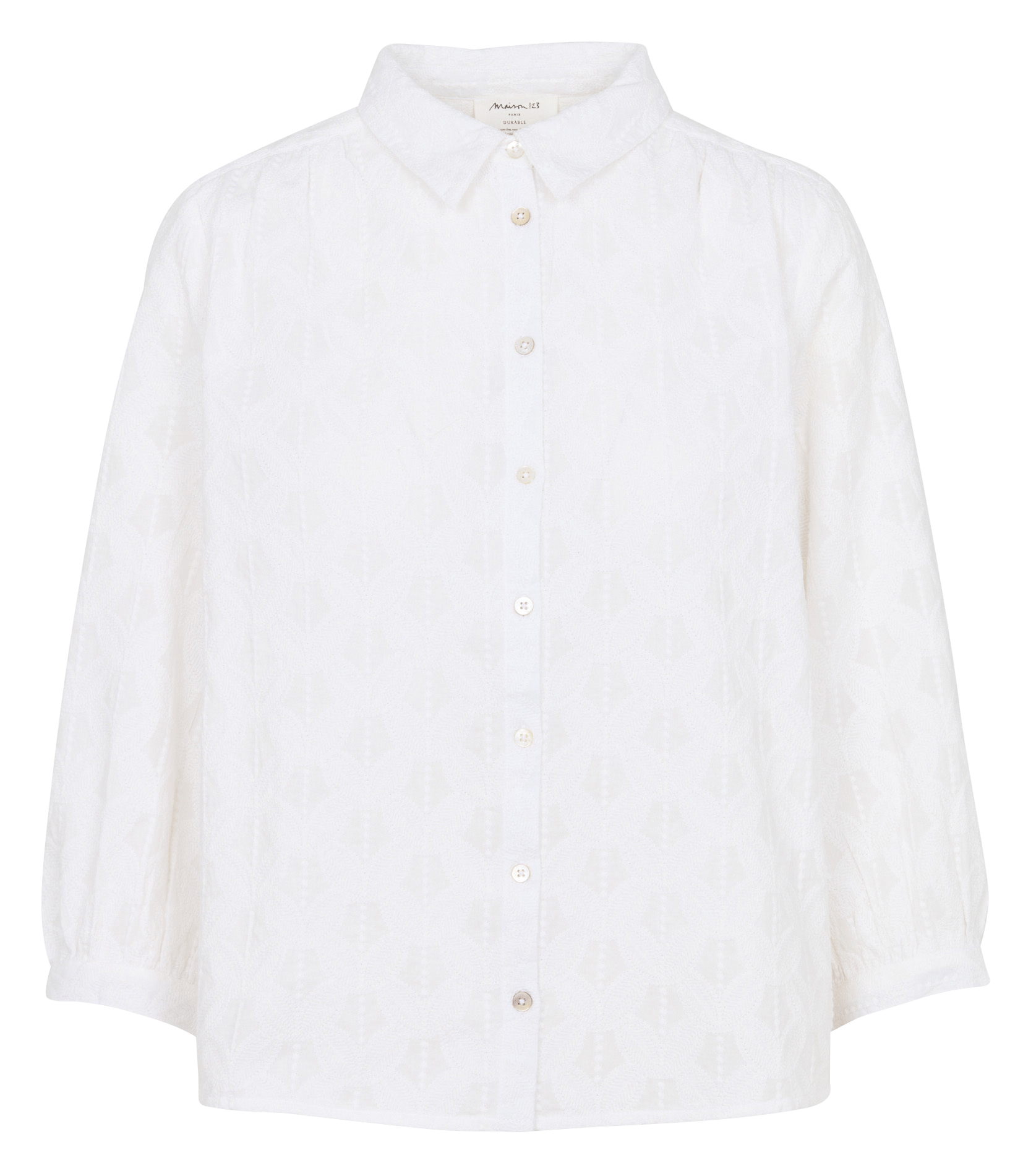 Geborduurd overhemd met klassieke kraag MAISON 123 Wit