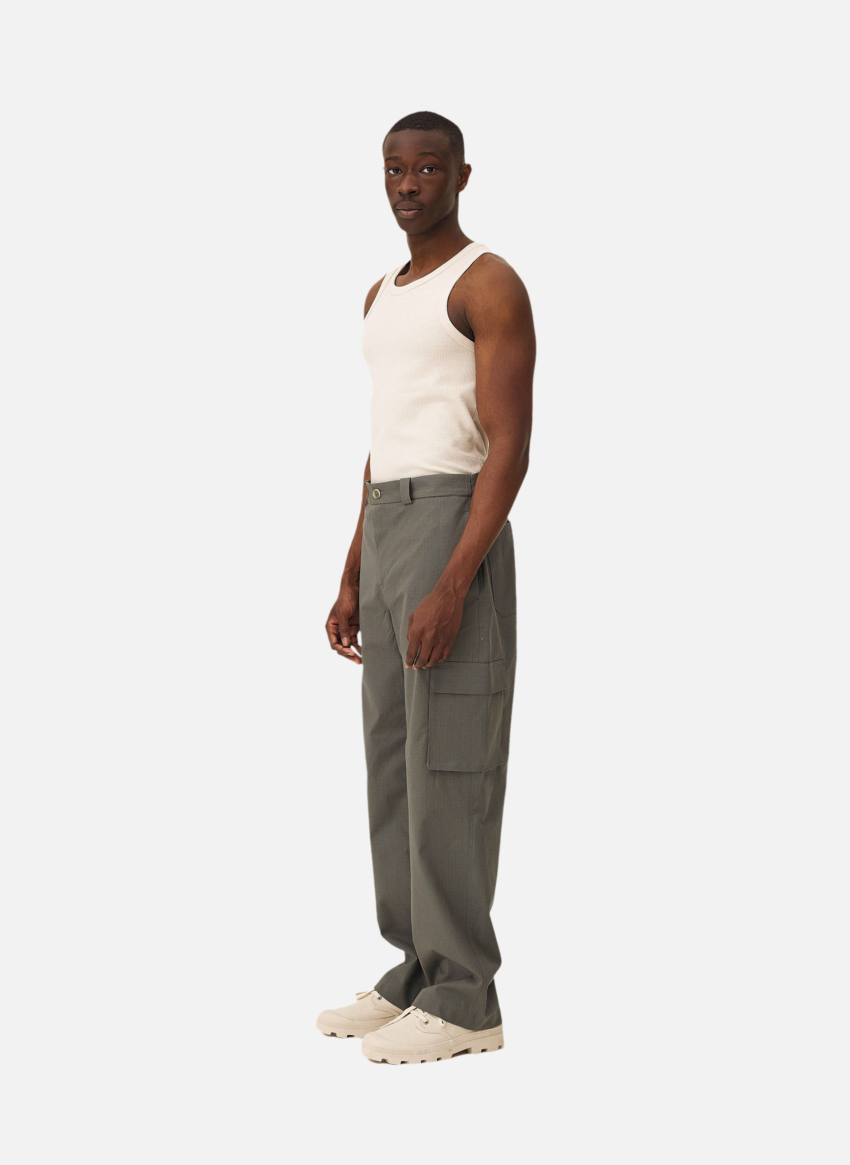 Wide military cargo army green pants Noyoco Green