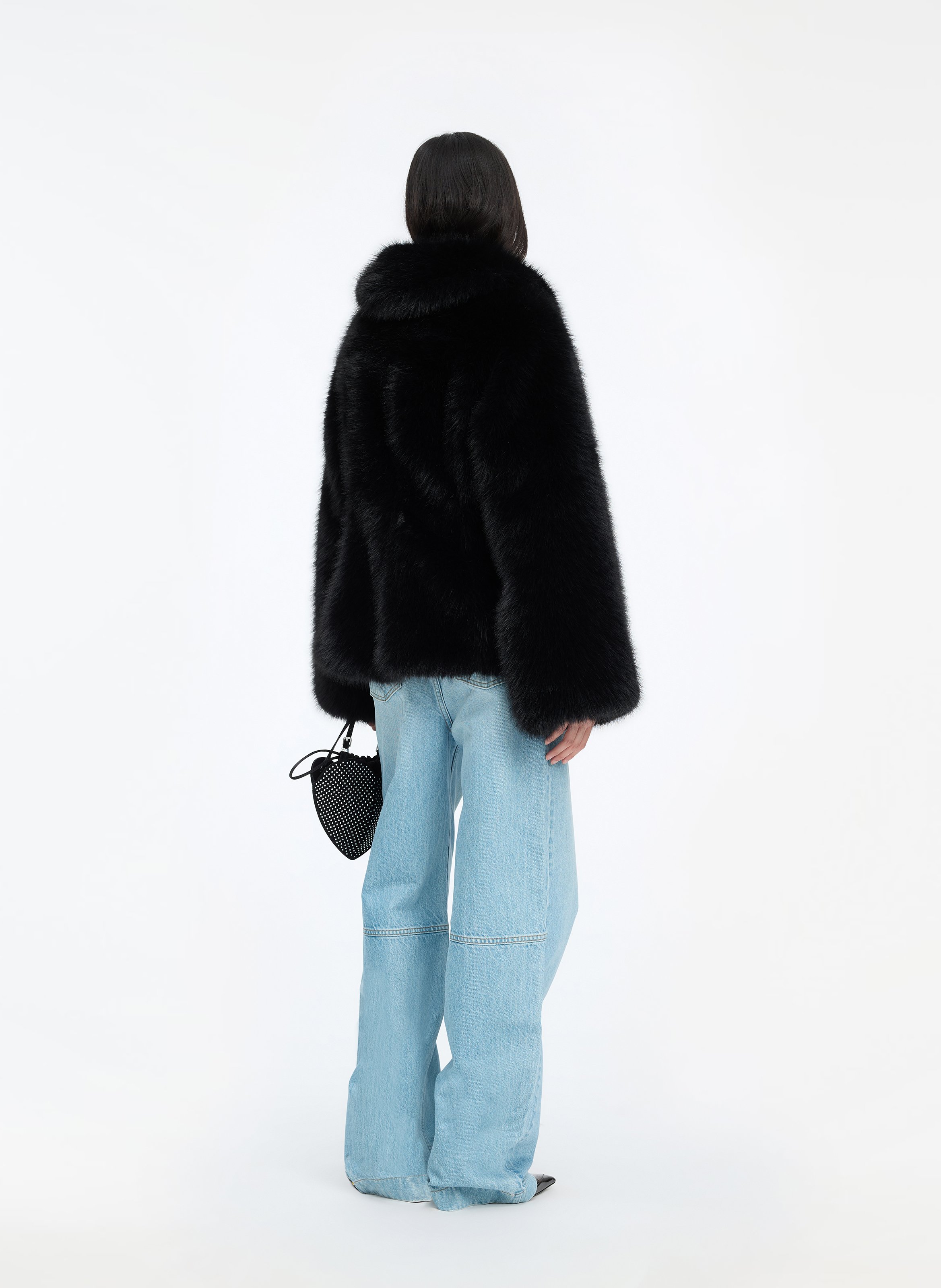 Oversized jas van synthetische bont ROTATE Zwart