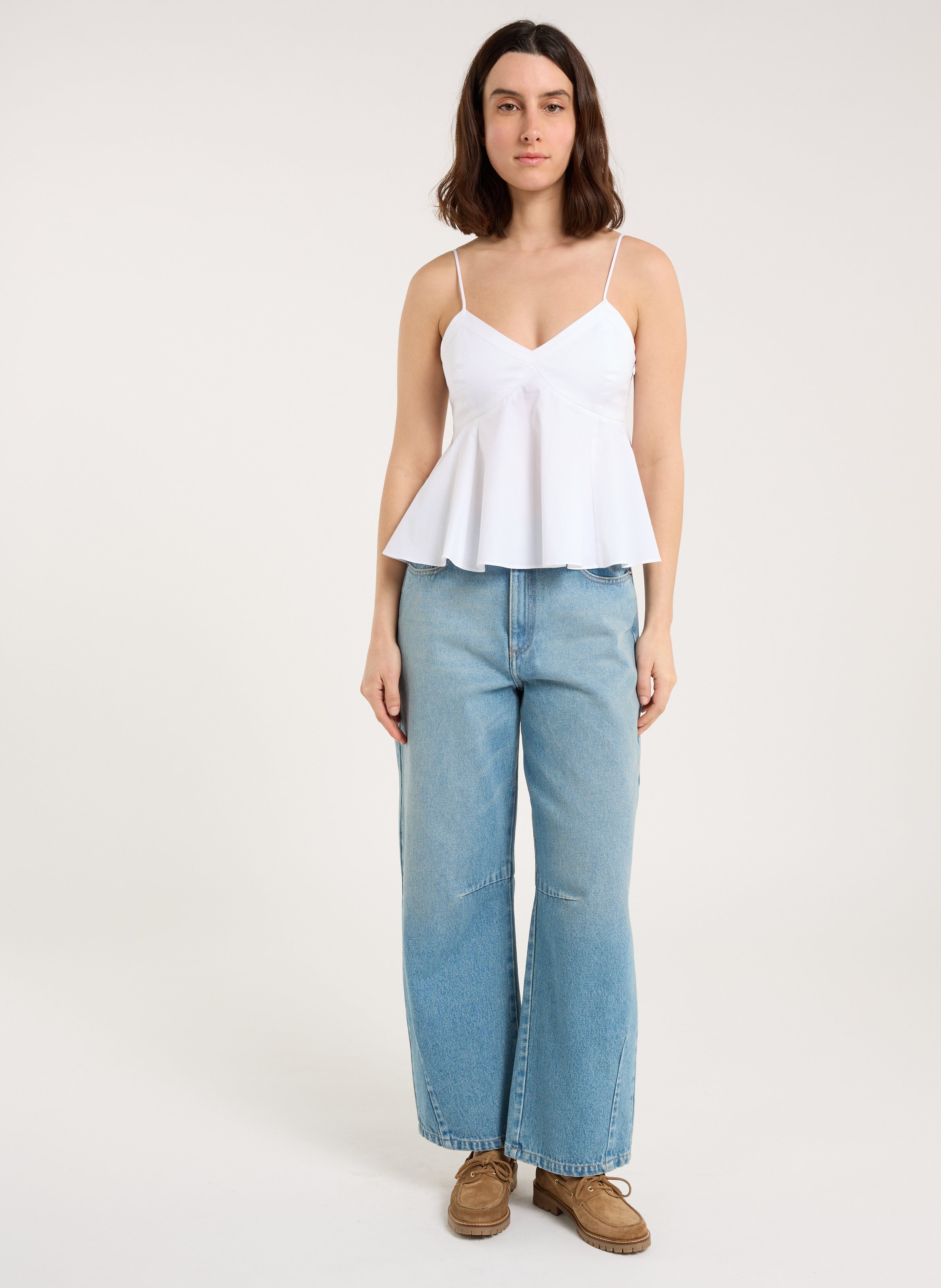 Korte top | katoenblend SAISON 1865 Wit