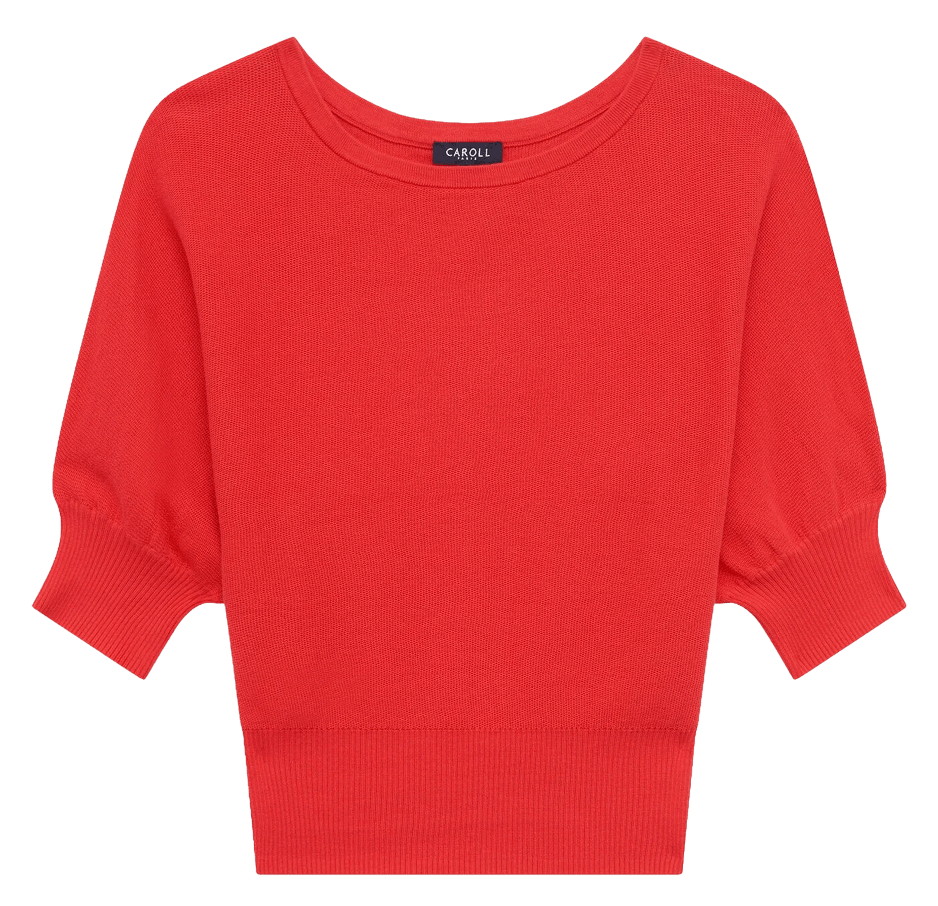 Oversized boat-neck cotton sweater | Red CAROLL Women