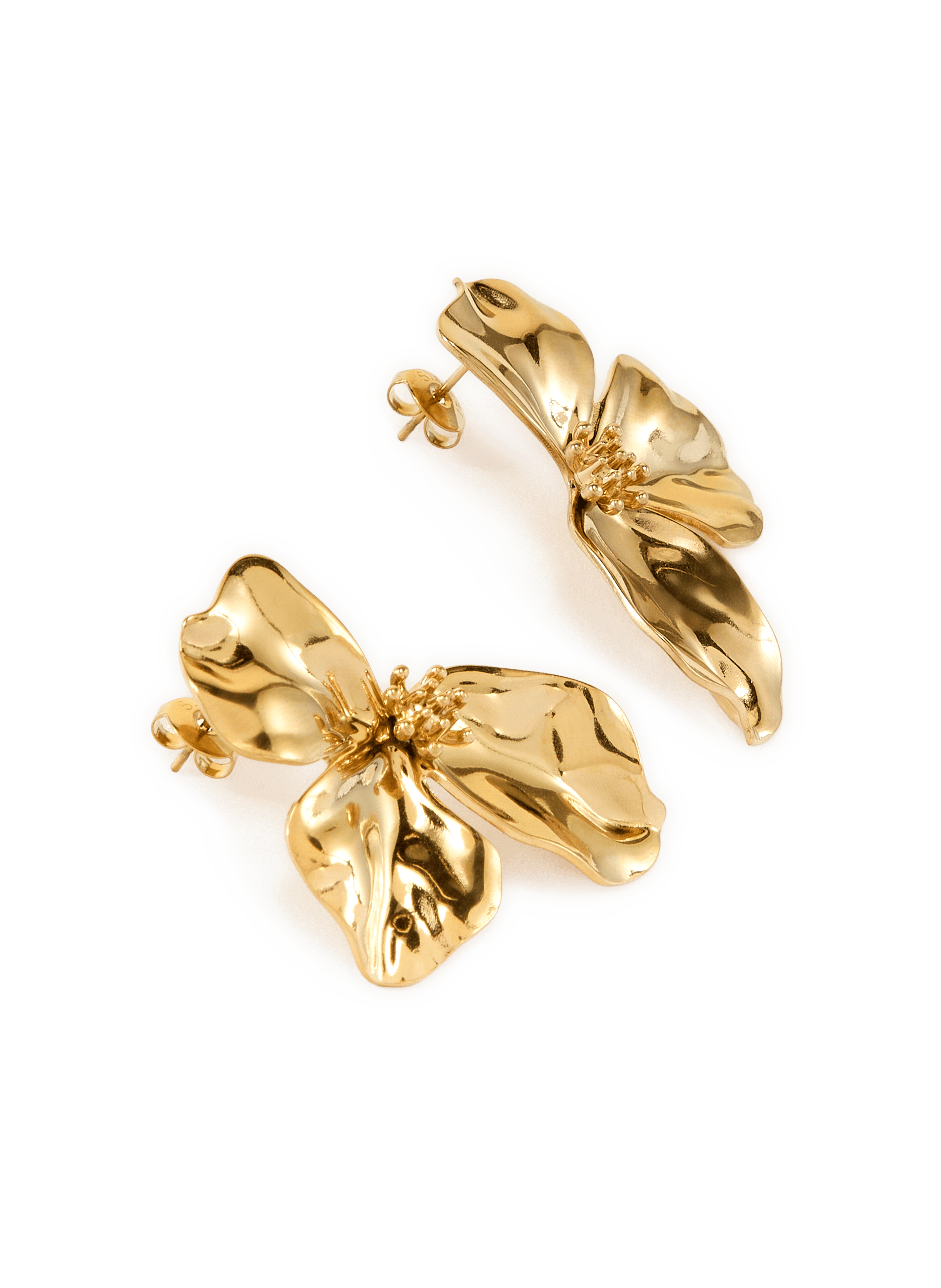 Flower steel earrings AU PRINTEMPS PARIS Golden