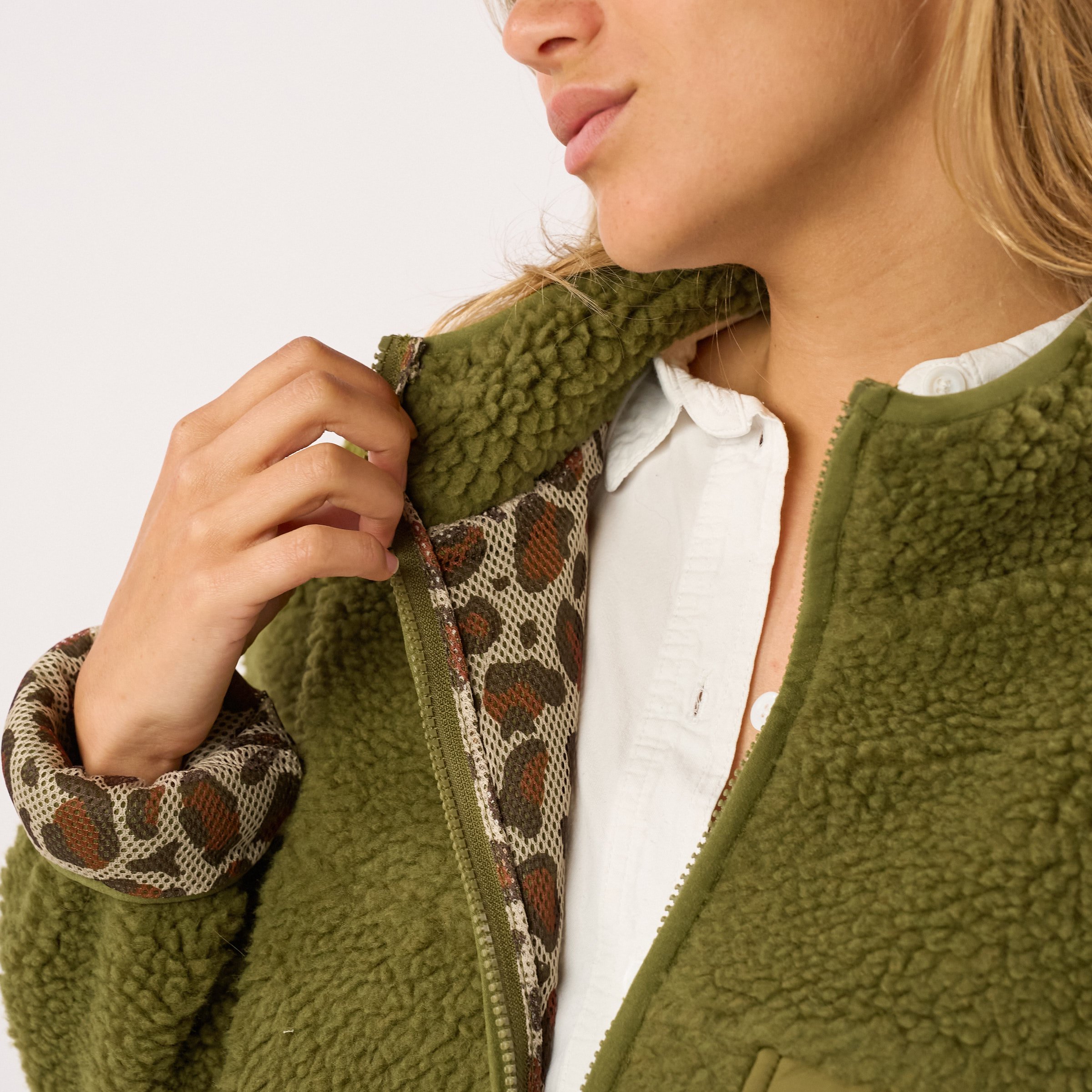 Sherpa zip-up jacket BILLYBELT Green
