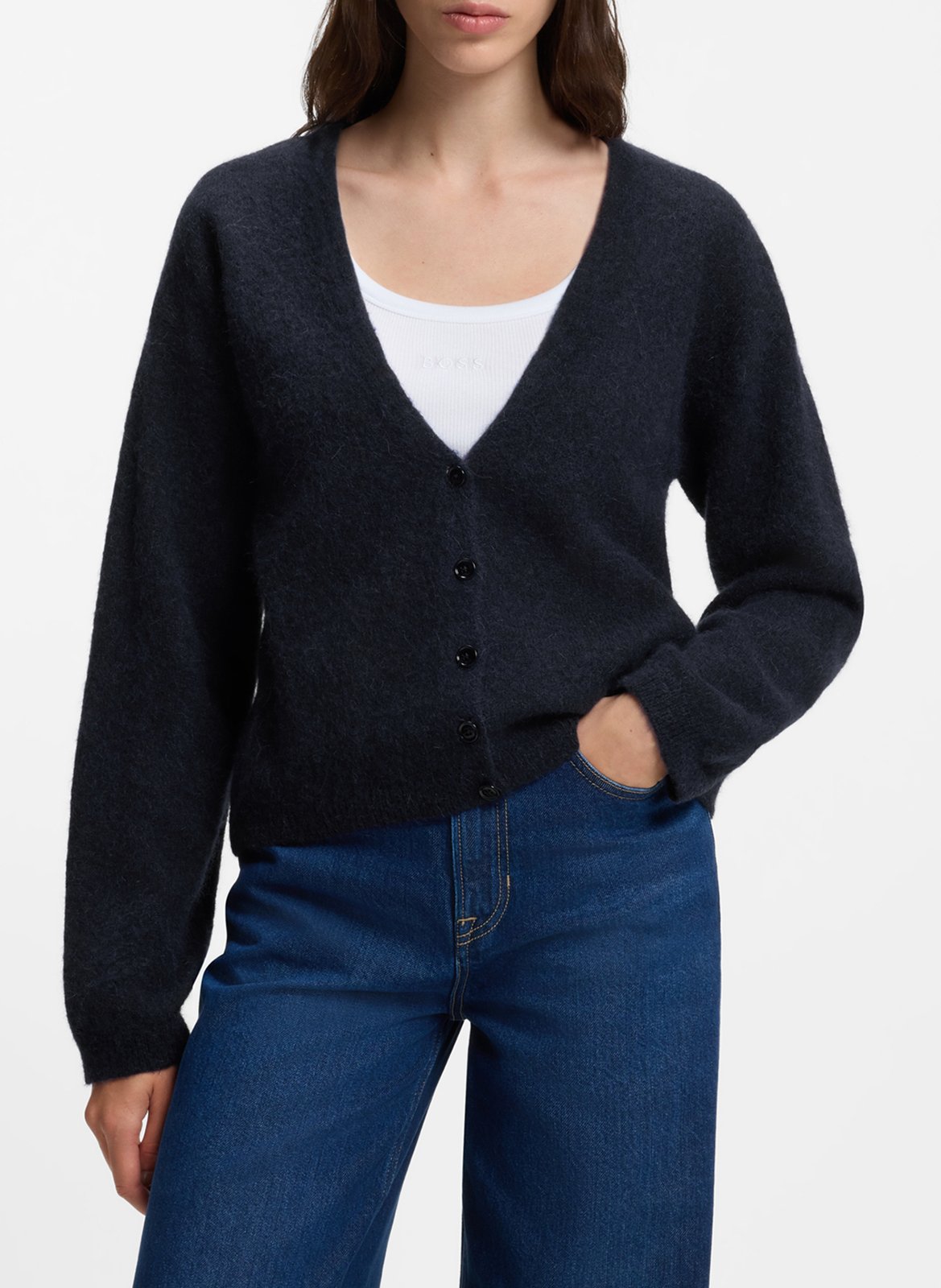 Loose-fit V-neck sweater BOSS Blue