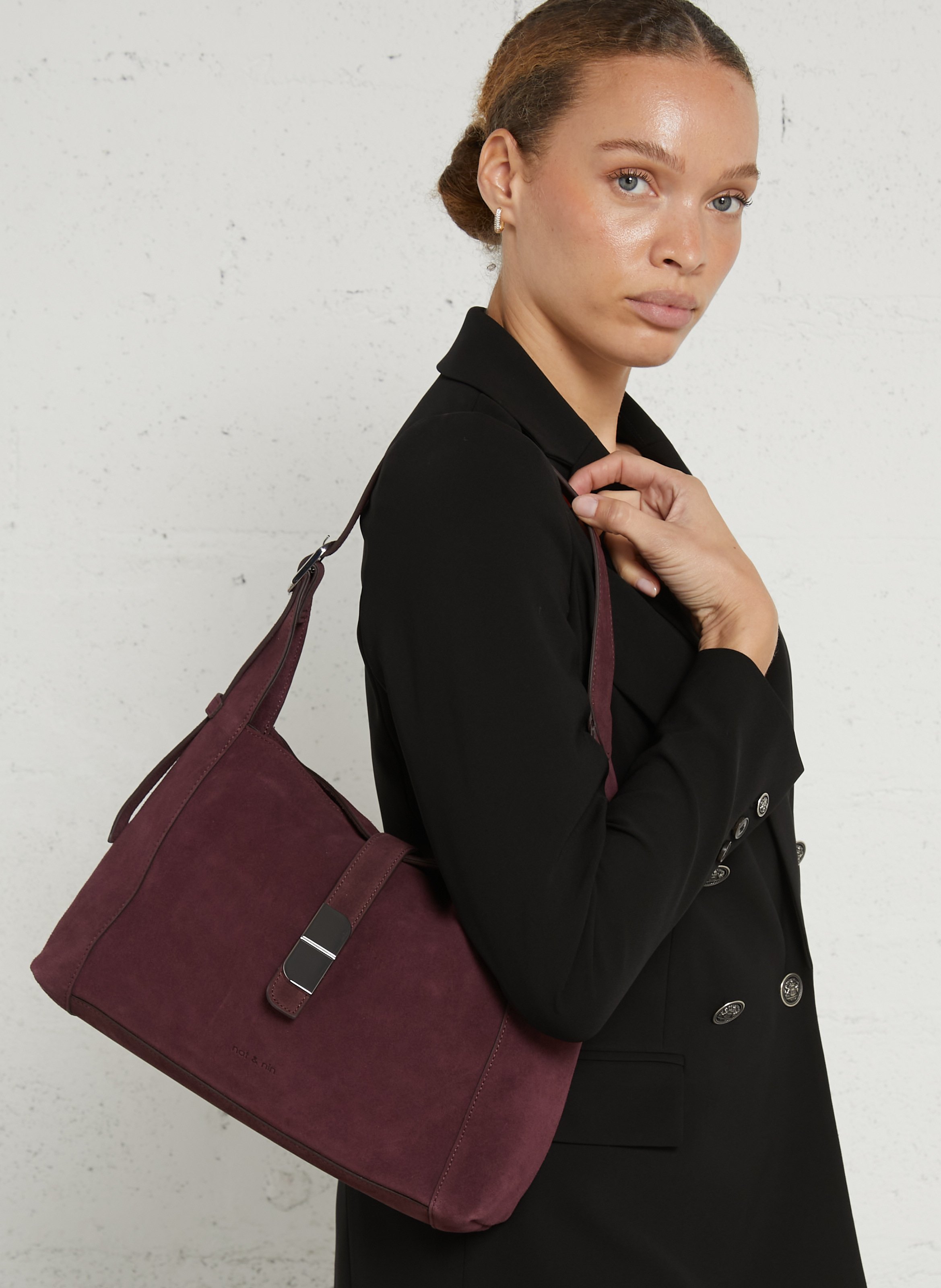 Leren schoudertas NAT & NIN Violet
