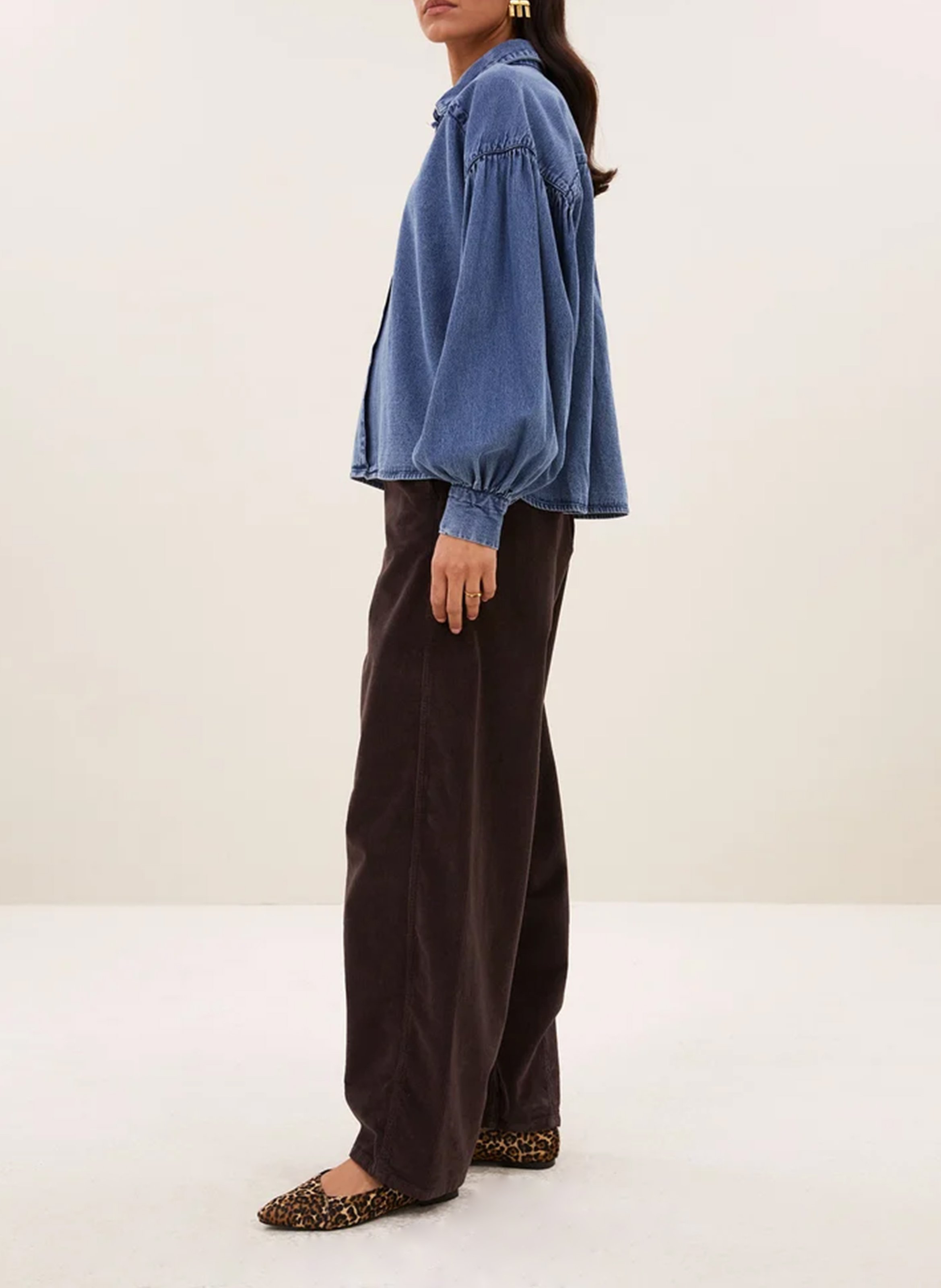Wijde denim blouse van katoen BY BAR Blauw