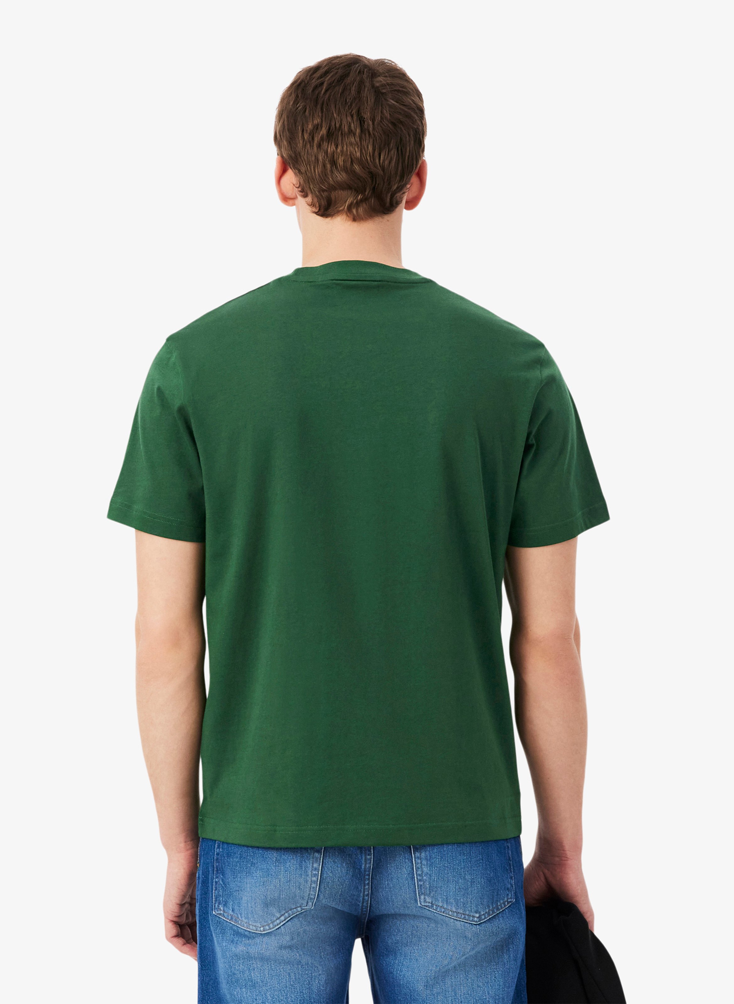 Einfarbiges T-Shirt mit Baumwolllogo LACOSTE Grun
