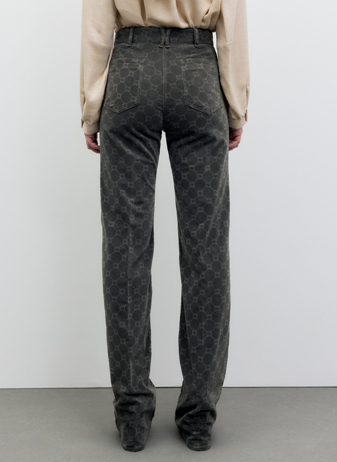 Flare jeans with monogram pattern in blended cotton | Grey GERARD DAREL Women