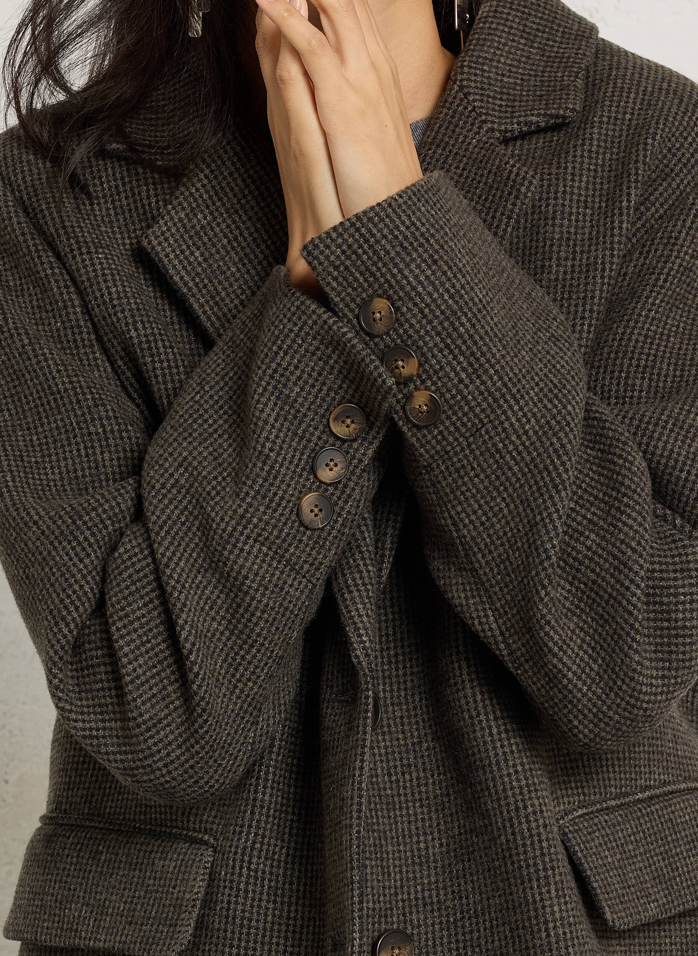 Straight wool blend blazer coat MAISON HOTEL Brown
