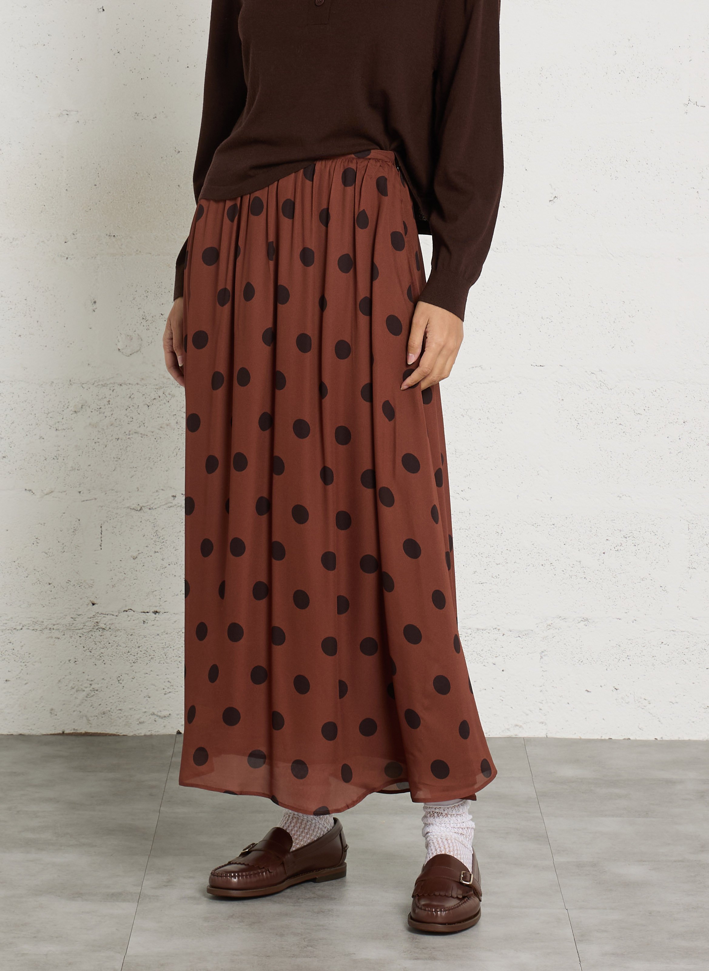 Long skirt with prints DES PETITS HAUTS Brown
