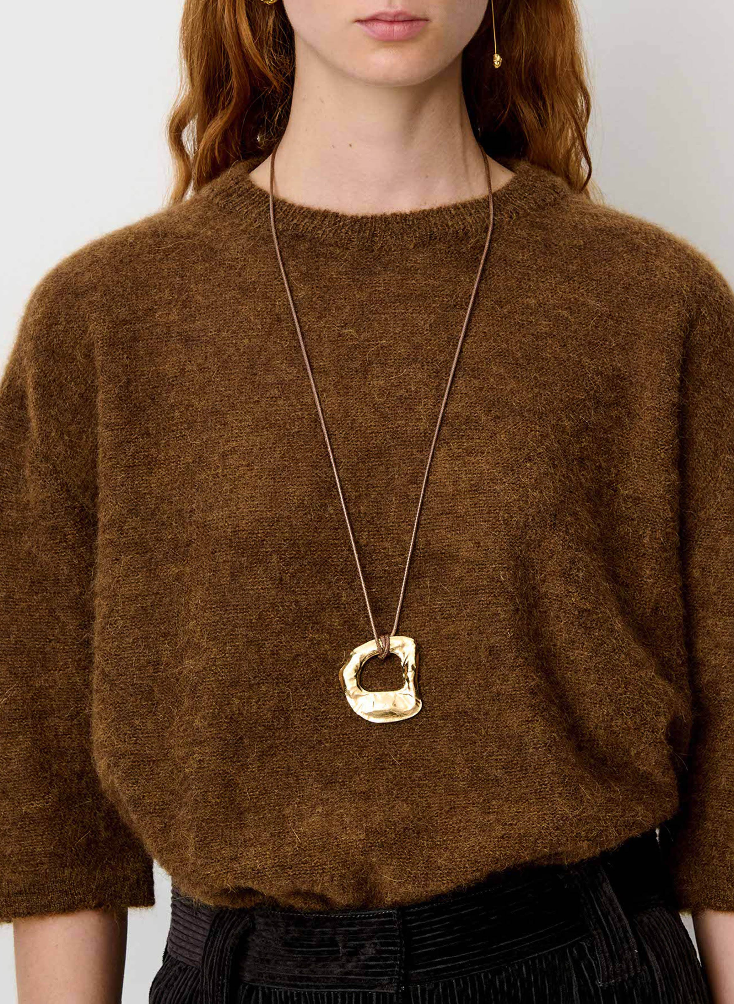 Oversized round-neck wool-blend sweater SESSUN Brown