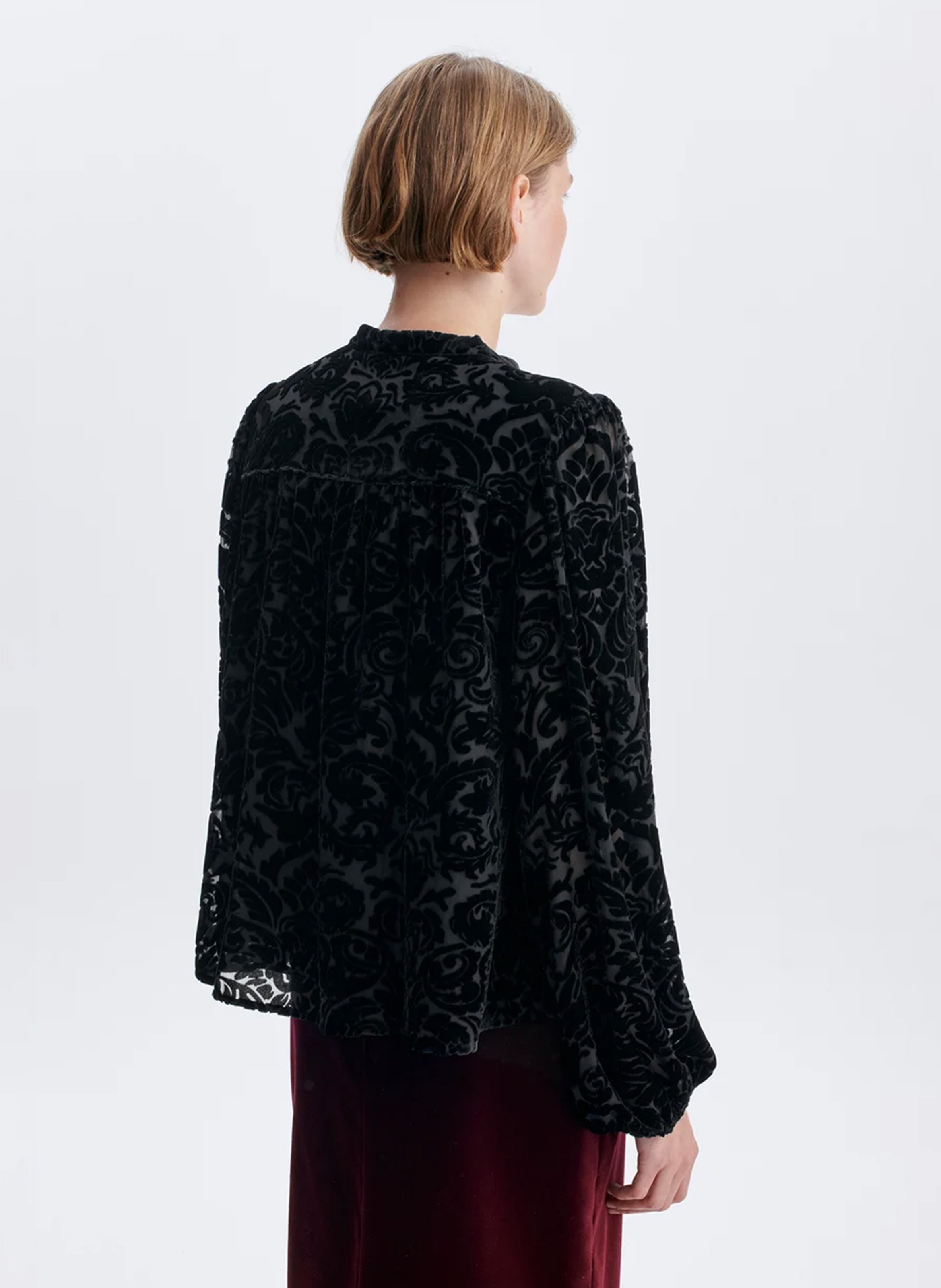 Ruime blouse van fluwelen jacquard VANESSA BRUNO Zwart