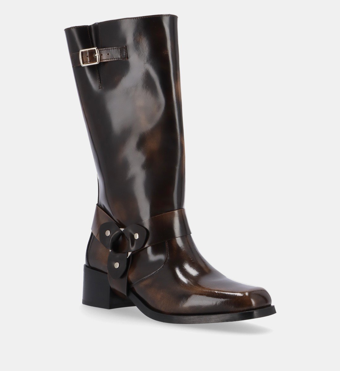 Brushed leather biker boots ALOHAS Brown