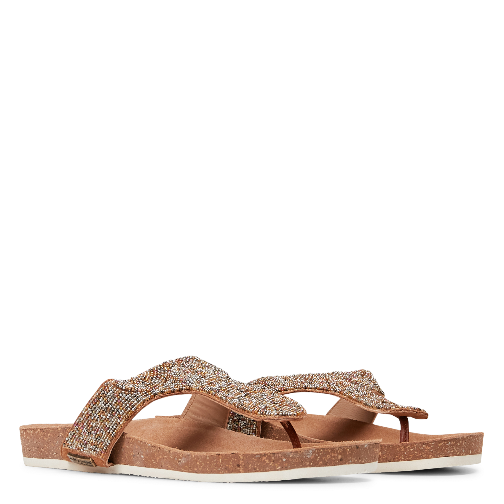 Sandales plates avec perles en cuir LES TROPEZIENNES PAR M.BELARBI Doré